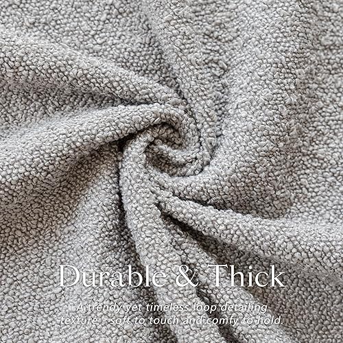 Miniatura 2 de Foindtower Fundas de almohada con textura de boucle, fundas de almohada lumbares sólidas, acogedoras, suaves, decorativas, para sofá, dormitorio,