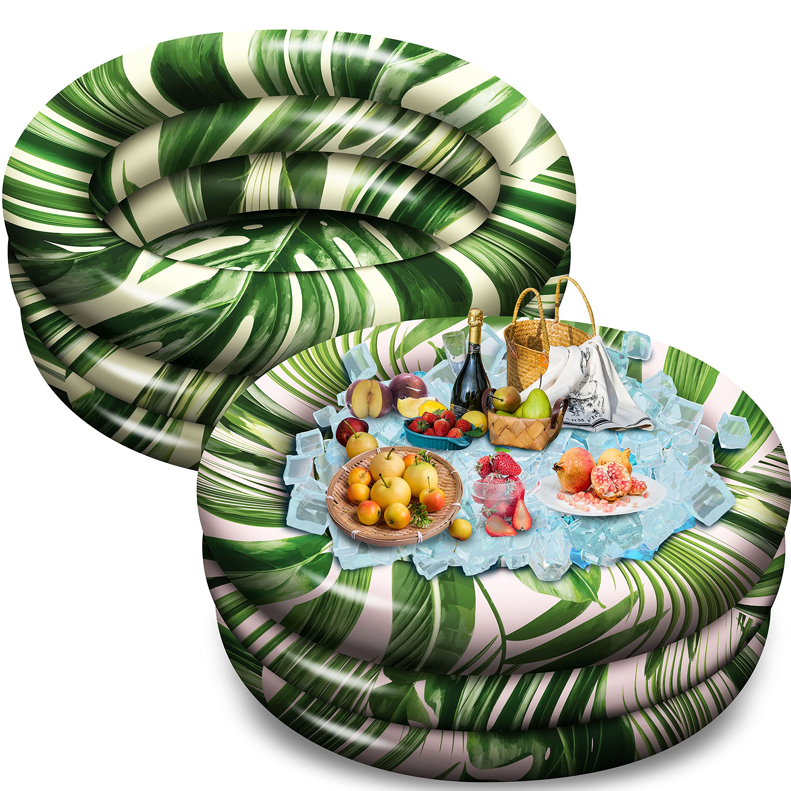 35" x 14.5" Inflatable Cooler, Beach Theme Party Decor, 2 Sets Party Supplies for Pool Party and Beach Party