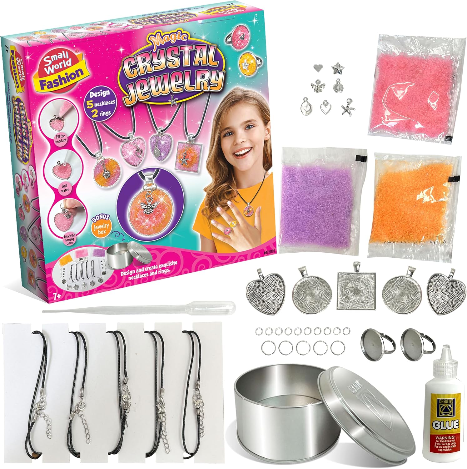 Small World Toys Magic Crystal Jewelry, DIY Jewelry Making Kit, Charm Bracelet & Necklace Maker, Crafts & Toys for Girls, Ideal Birthday Gift for Kids 7+