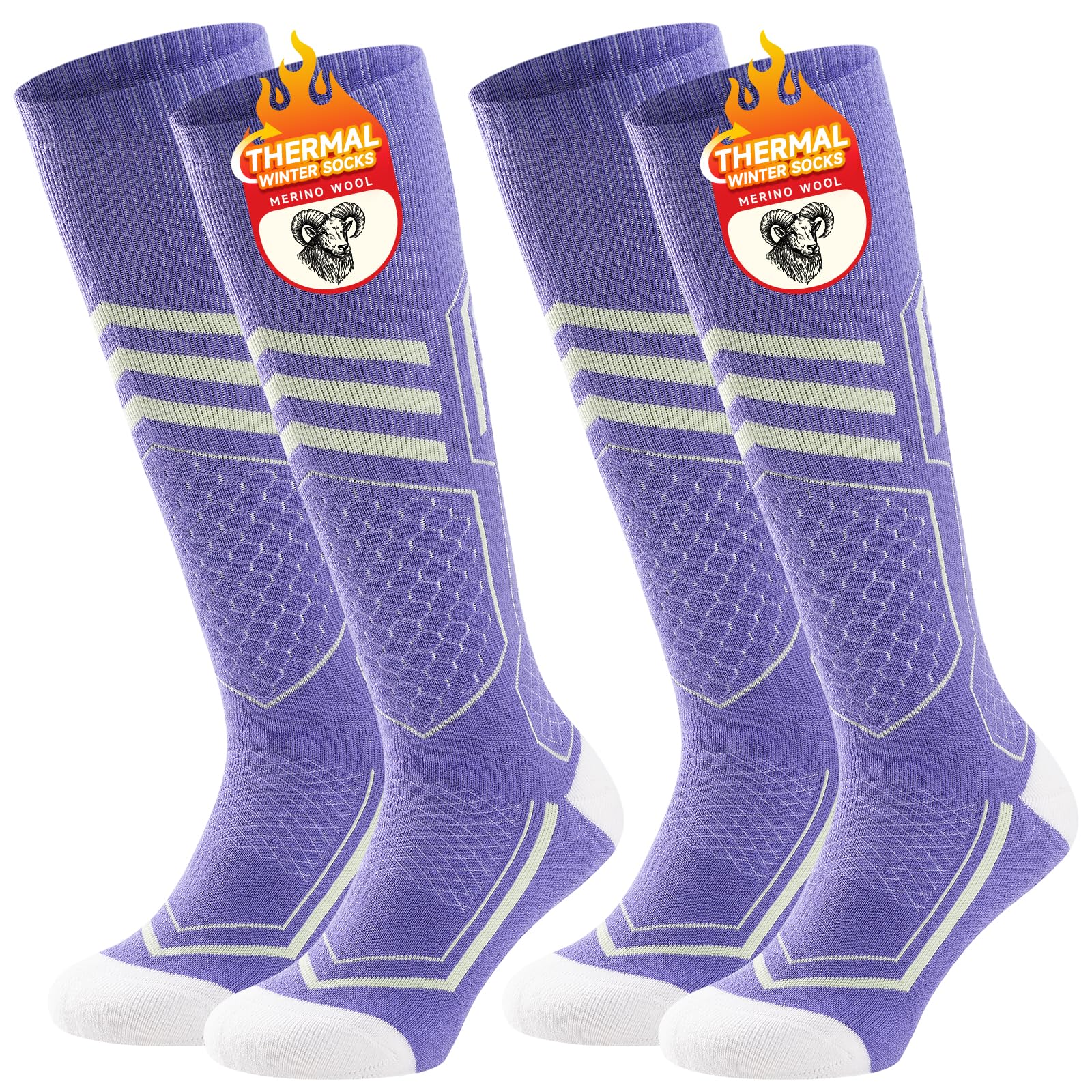 TANSTC Calzini da Sci in Lana Merino Termici Uomo Donna Calze Antifreddo Spessi Invernali Lunghe 43-46 39-42 47-50 35-38 Calze Sportive Caldi Traspiranti Asciugatura Rapida Antiodore 2 Paia
