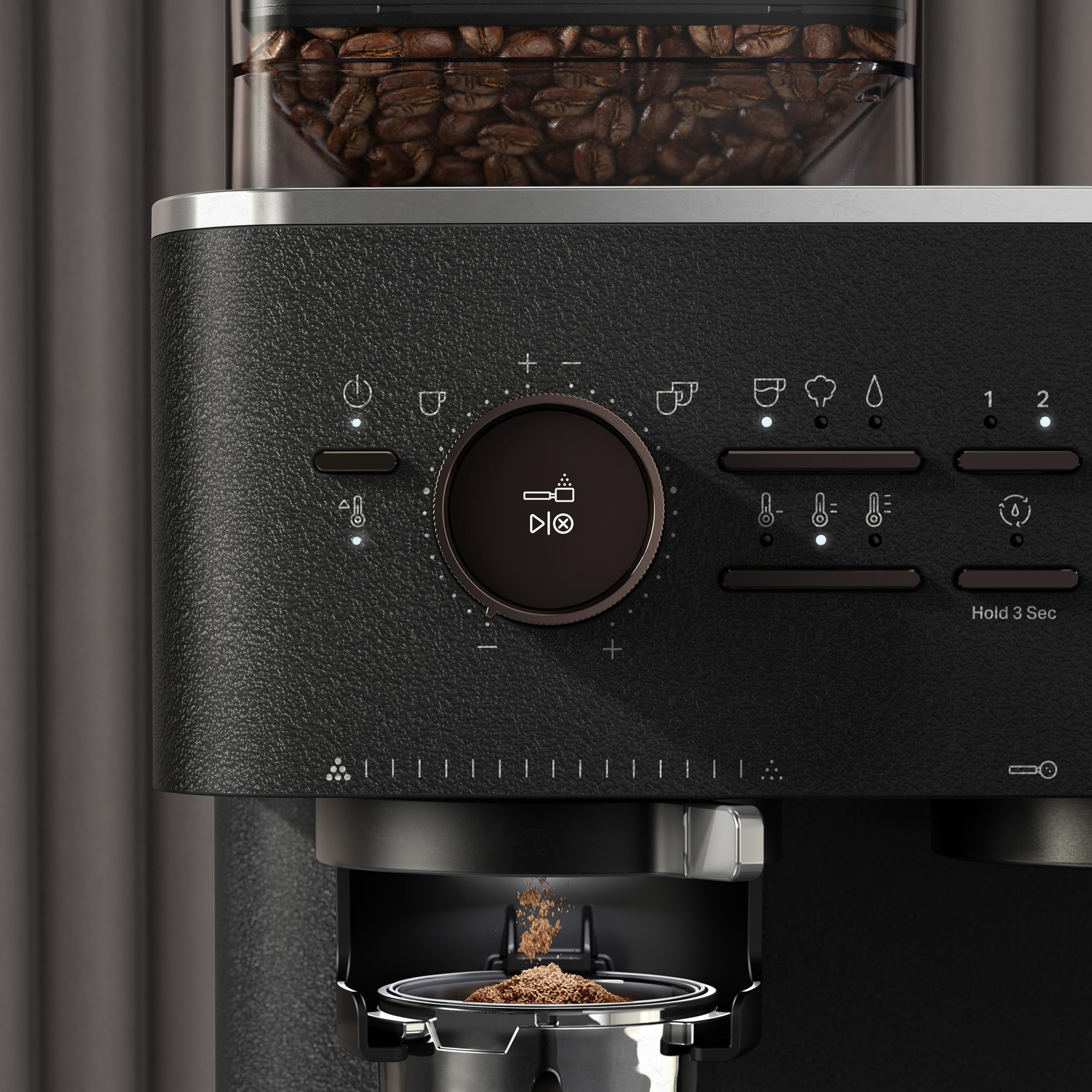 KitchenAid Machine a Café Grain - Machine à expresso semi-automatique - Machine Expresso et Cappuccino avec broyeur à café conique intégré - pot à lait 355 ml - Truffe noire