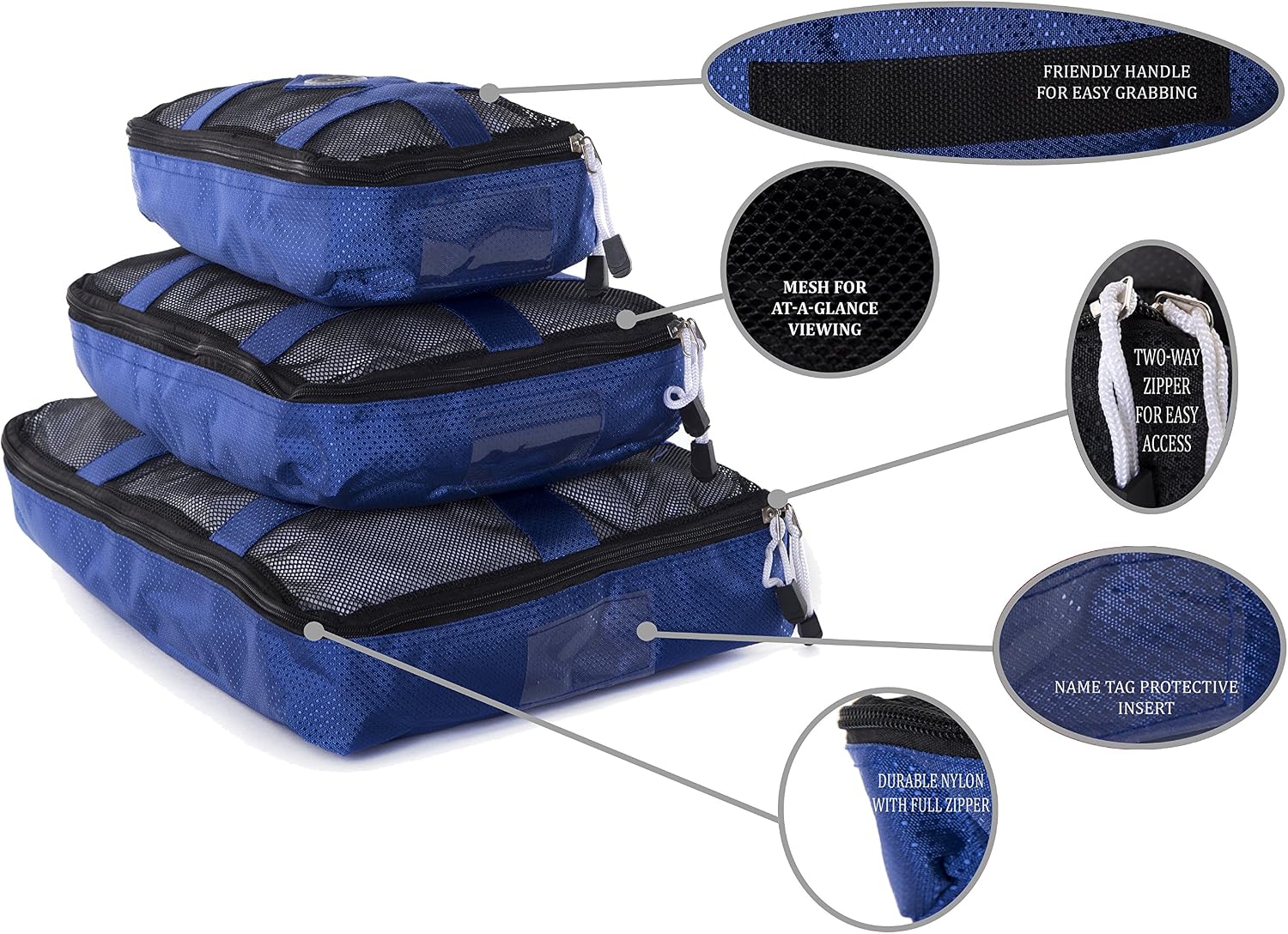 Packing Cubes for Travel - Luggage Organizer - 6 Piece Set - By Mato & Hash - Royal/Black CA2900