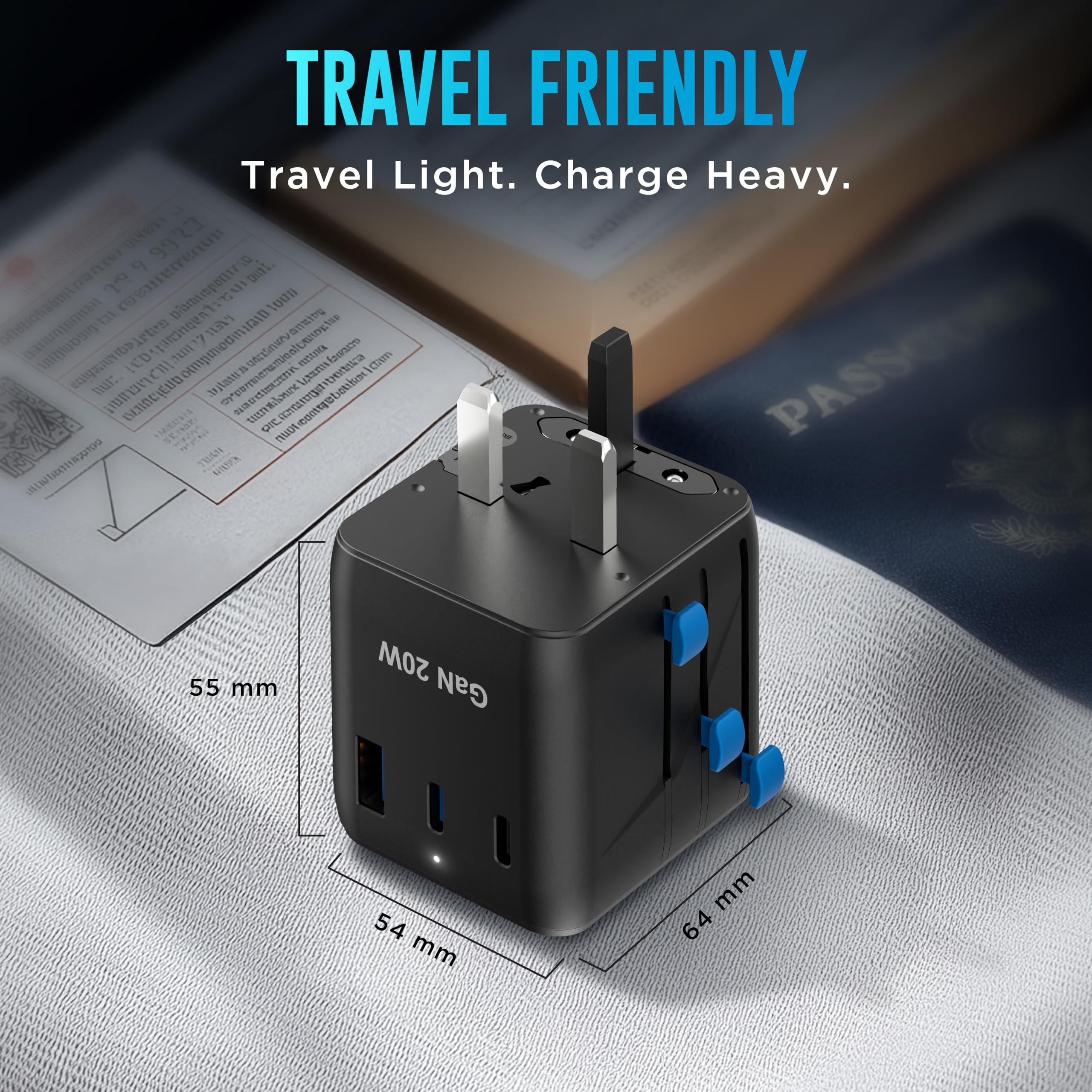 URBN 20W GaN Universal Adapter | Charge 4 Devices Simultaneously | 2500W Universal Socket | Dual USB-C + USB-A | Smart Travel Multi Plug | Global Compatibility | 6-Layer Safety Protection — Amazon image 8