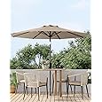 9FT Outdoor Patio Umbrella, Table Market Umbrella With Push Button Tilt and Crank, 8 Sturdy Ribs UV Protection Waterproof for Garden, Deck, Backyard, Pool (Red)
