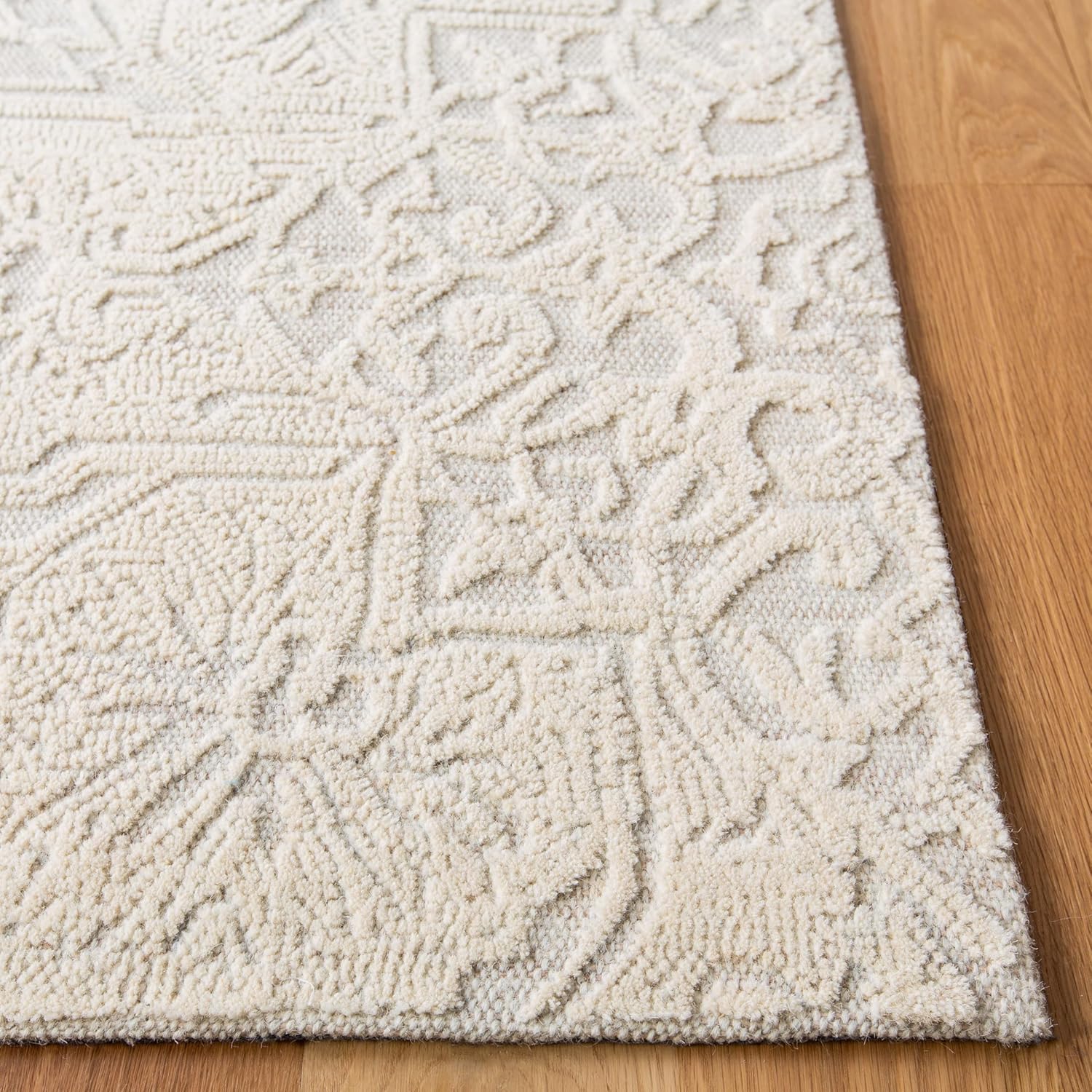 SAFAVIEH Area Rug 8x10 - Abstract Collection - Large - Ivory & Beige, Handmade Wool, Ideal for Living Room, Bedroom, Office, Dining Space (ABT958A)