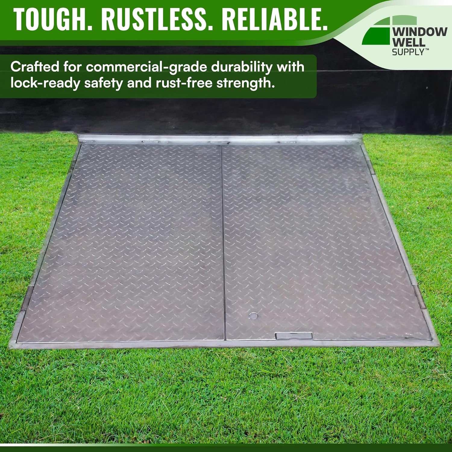 Steelway Aluminum Sidewalk Door with Diamond Tread Plate - Heavy-Duty Secure Access Door for Easy Cellar Entry and Basement Security - 48" L x 60" W
