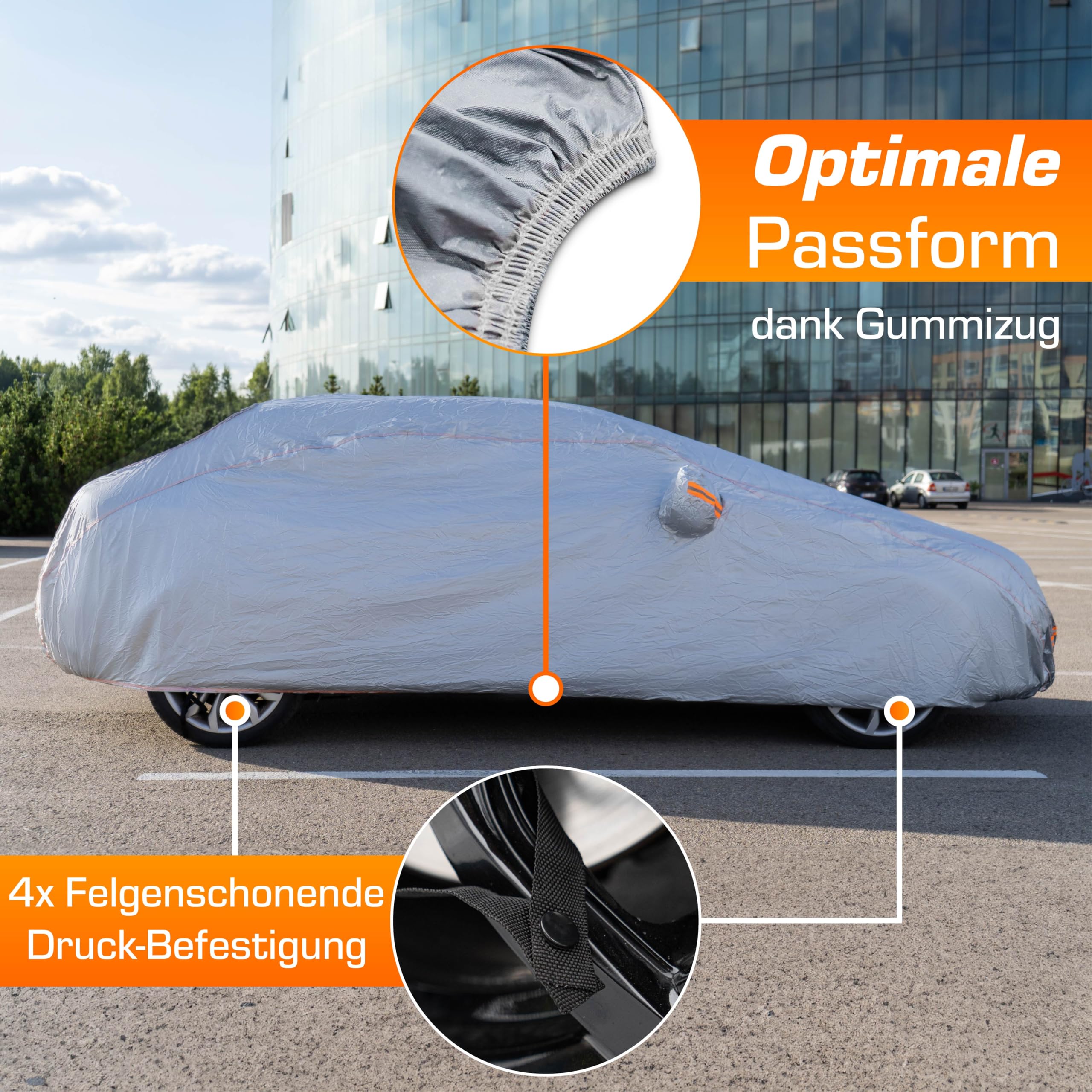 Upgrade4cars Autoabdeckung Outdoor Vollgarage | Auto Abdeckplane Komplett für alle Jahreszeiten | Autoplane Universal | Pkw Größe: XXL 571 * 203 * 120 cm