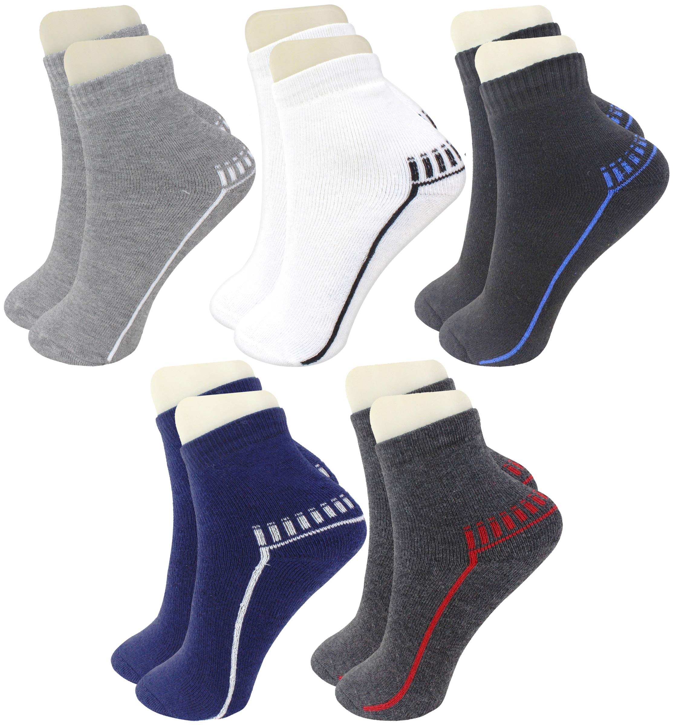 Boy's & Girl's 5 Pair Striped Cotton Ankle Ankle Length Socks For 8 To 11 Years, Assorted