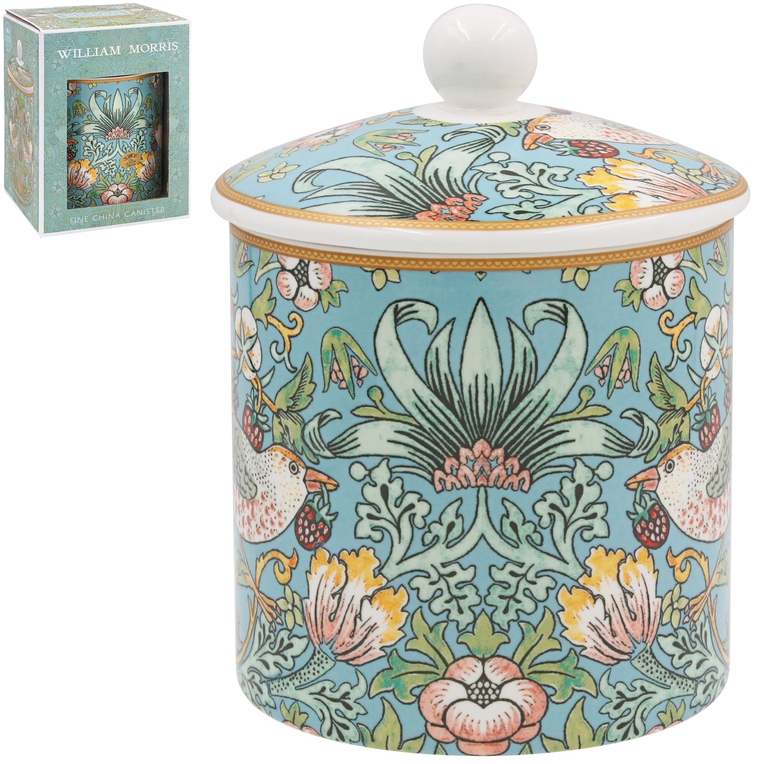 The Leonardo Collection Wm. Morris Strawberry Thief Teal Canister