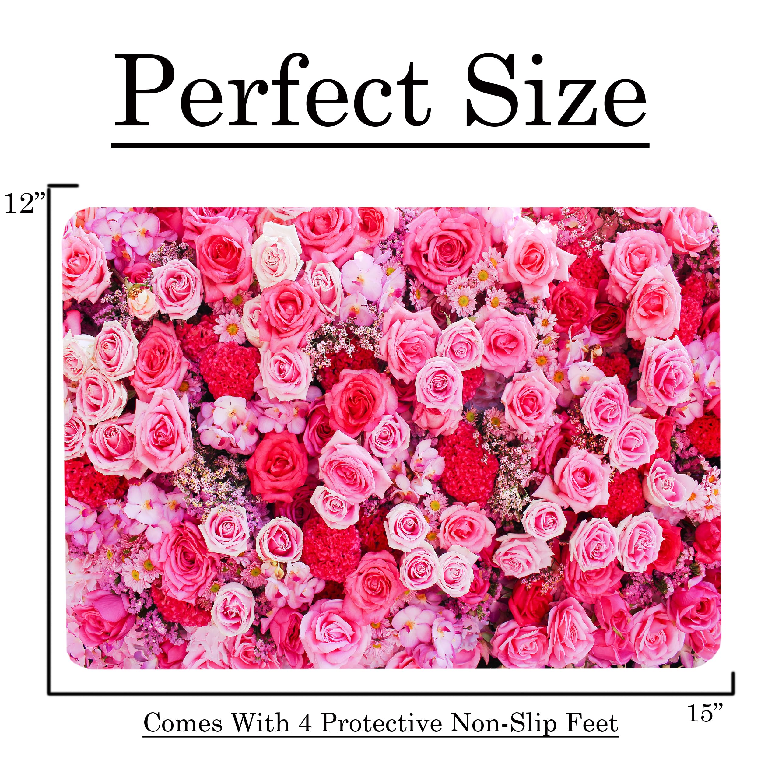Pink Bouquet - Tabla de cortar de cristal para cocina, diseño de flores de rosas, ideal para San Valentín, Día de la Madre, regalo para ella (ramo rosa)