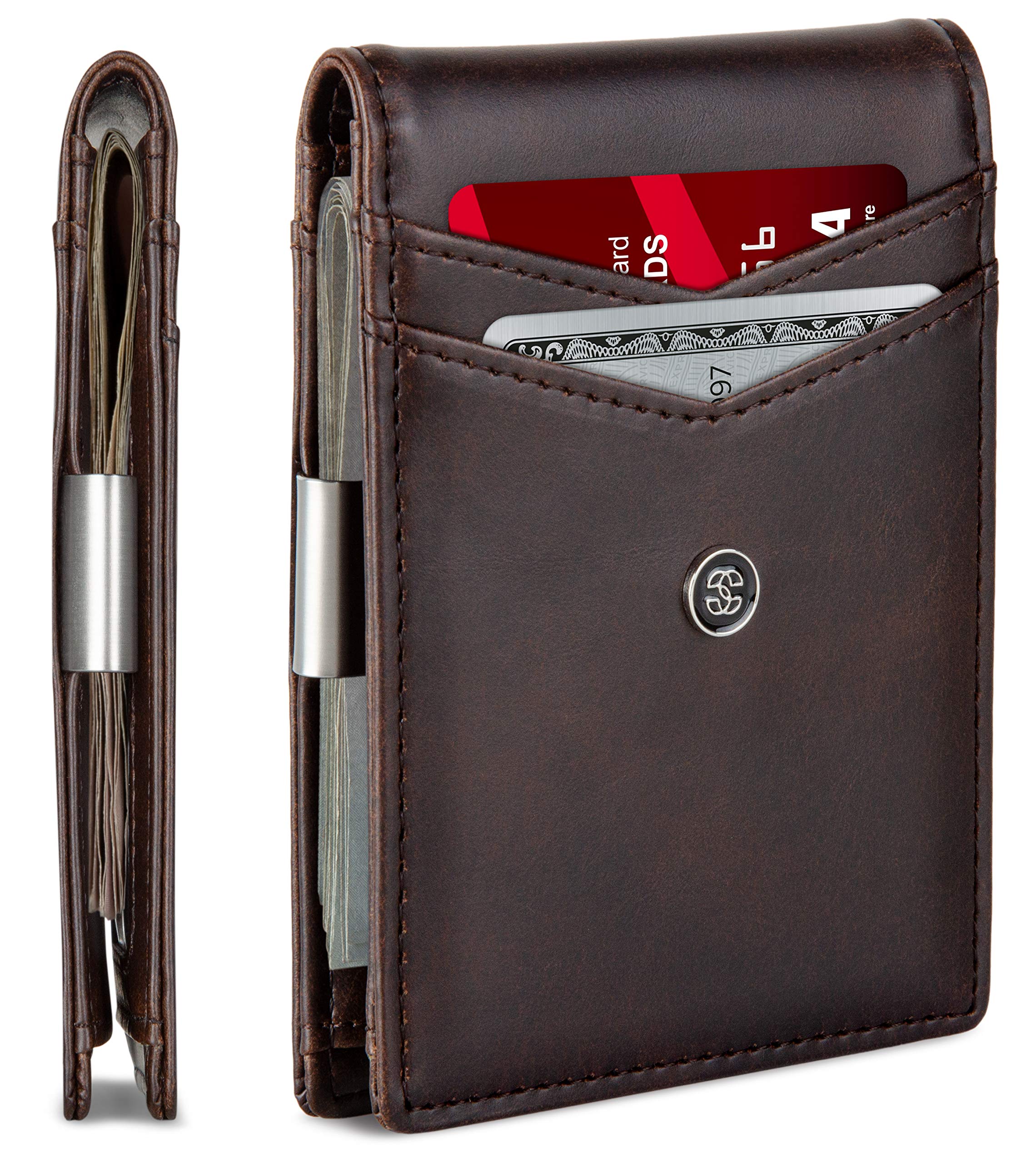 Suavell Slim Wallets for Men. Minimalist Bifold Wallet With Money Clip & ID Window. RFID Blocking Credit Card Holder Front Pocket Wallet, Gifts For