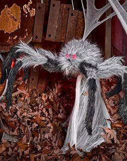 Spirit Halloween 21 Inch LED Gray Jumping Spider Animatronic | Decorations | Animated | Halloween Décor