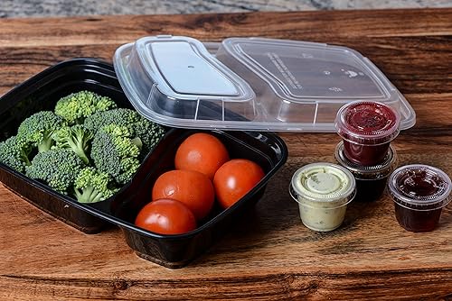 Miniatura 6 de EcoQuality Contenedores de preparación de comidas [paquete de 75] [38oz] 2 compartimentos con tapas, caja Bento reutilizable, recipientes de