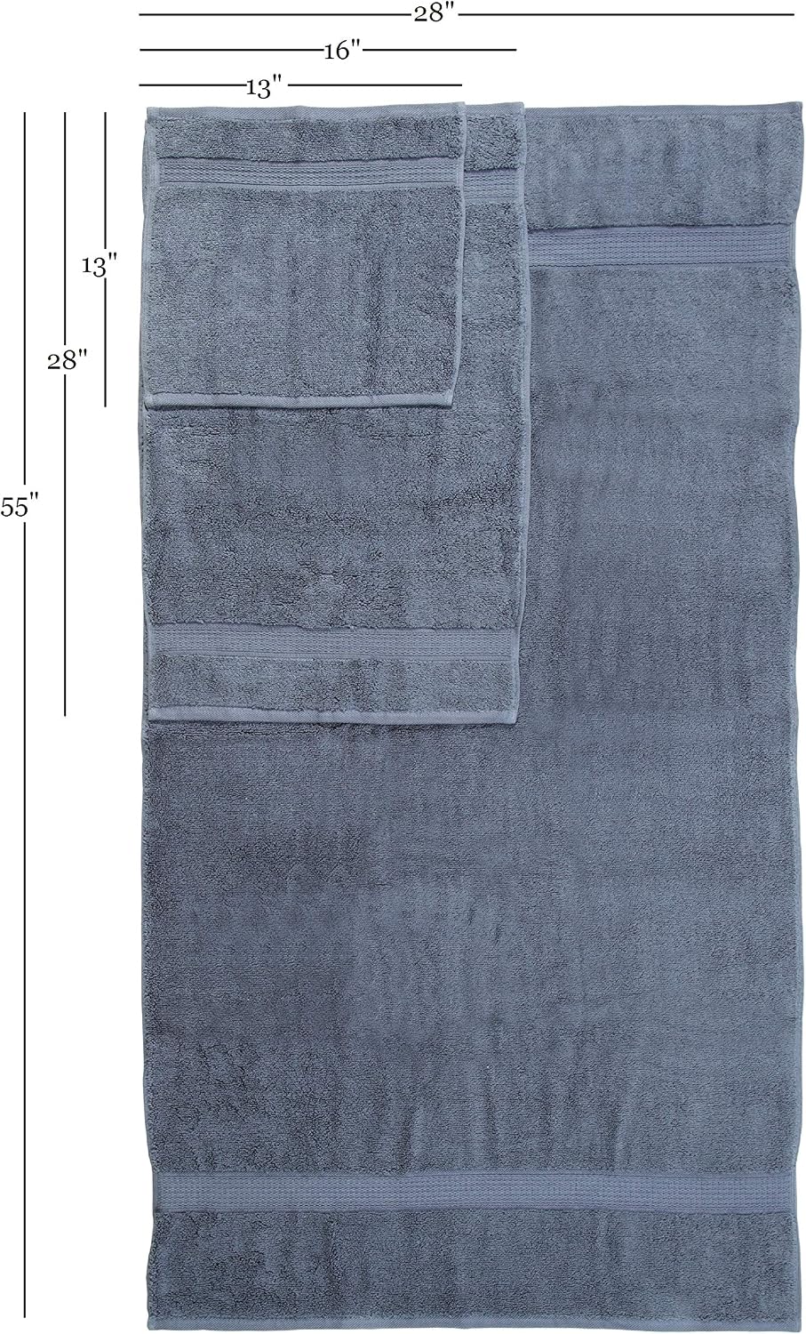 Zero Twist Cotton Premium 6 piece Towel Set- 2 Extra Large Bath Towels 2 Hand Towel 2 Washcloths Highly Absorbent Soft by Avira Home (Navy)