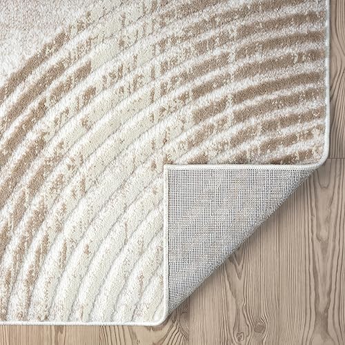 Miniatura 7 de Abani Alfombra color crema para sala de estar, dormitorio, moderna de mediados de siglo, 4 x 6 pies, duradera y fácil de limpiar