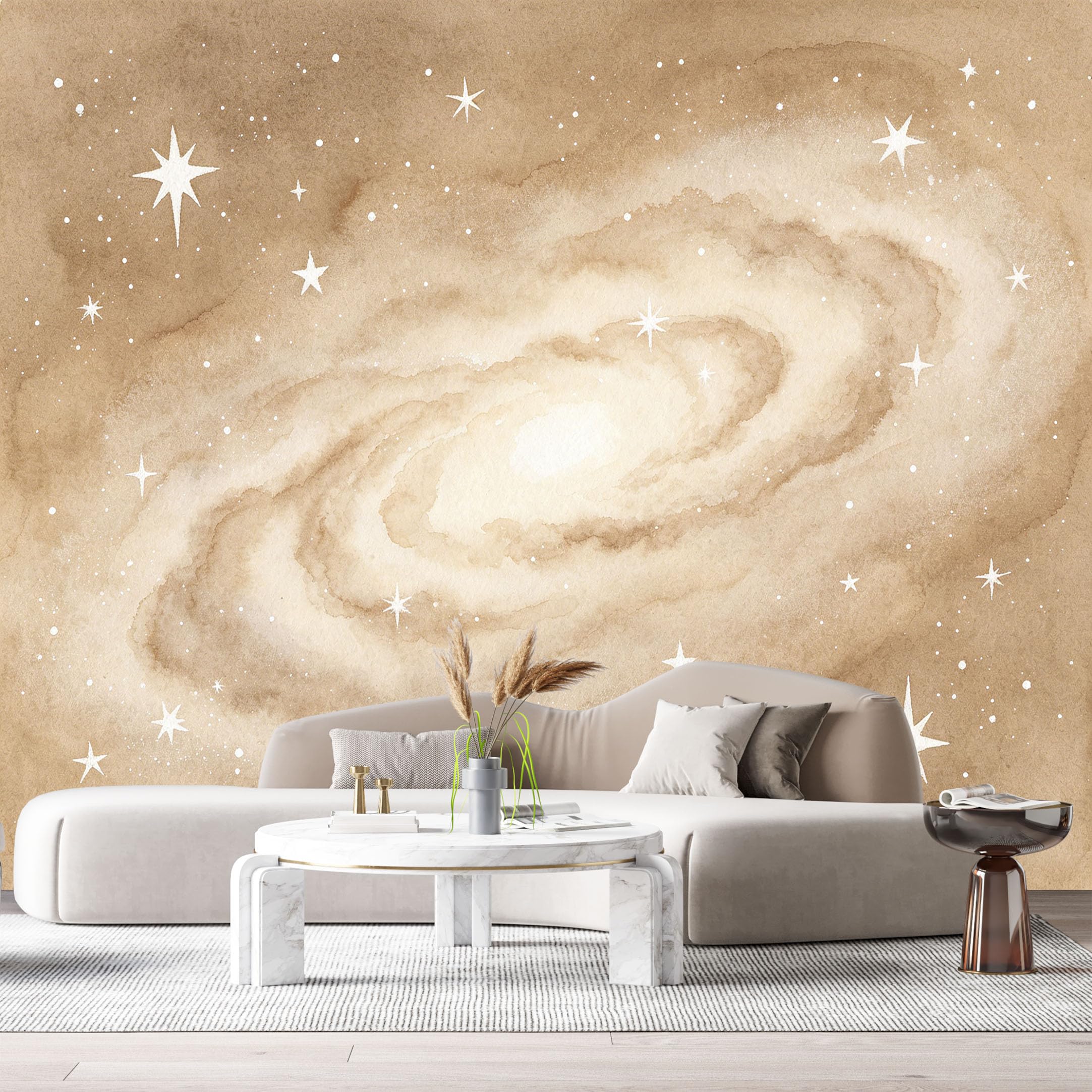 Custom Size Wall Murals Galaxy Watercolor Minimalist Celestial Stars SelfAdhesiveWall Fabric Removable Wallpaper Wall Decor for Living Room Bedroom Bathroom