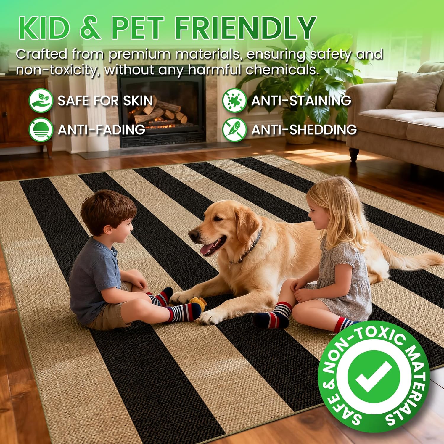 Washable Striped Easy Jute Runner Rug 2x6, Black Boho Geometric Outdoor Indoor Patio Area Rug, Woven Non Slip Thin Neutral Long Runner Carpet Mat for Hallway Kitchen Entryway Porch Farmhouse - Image 6