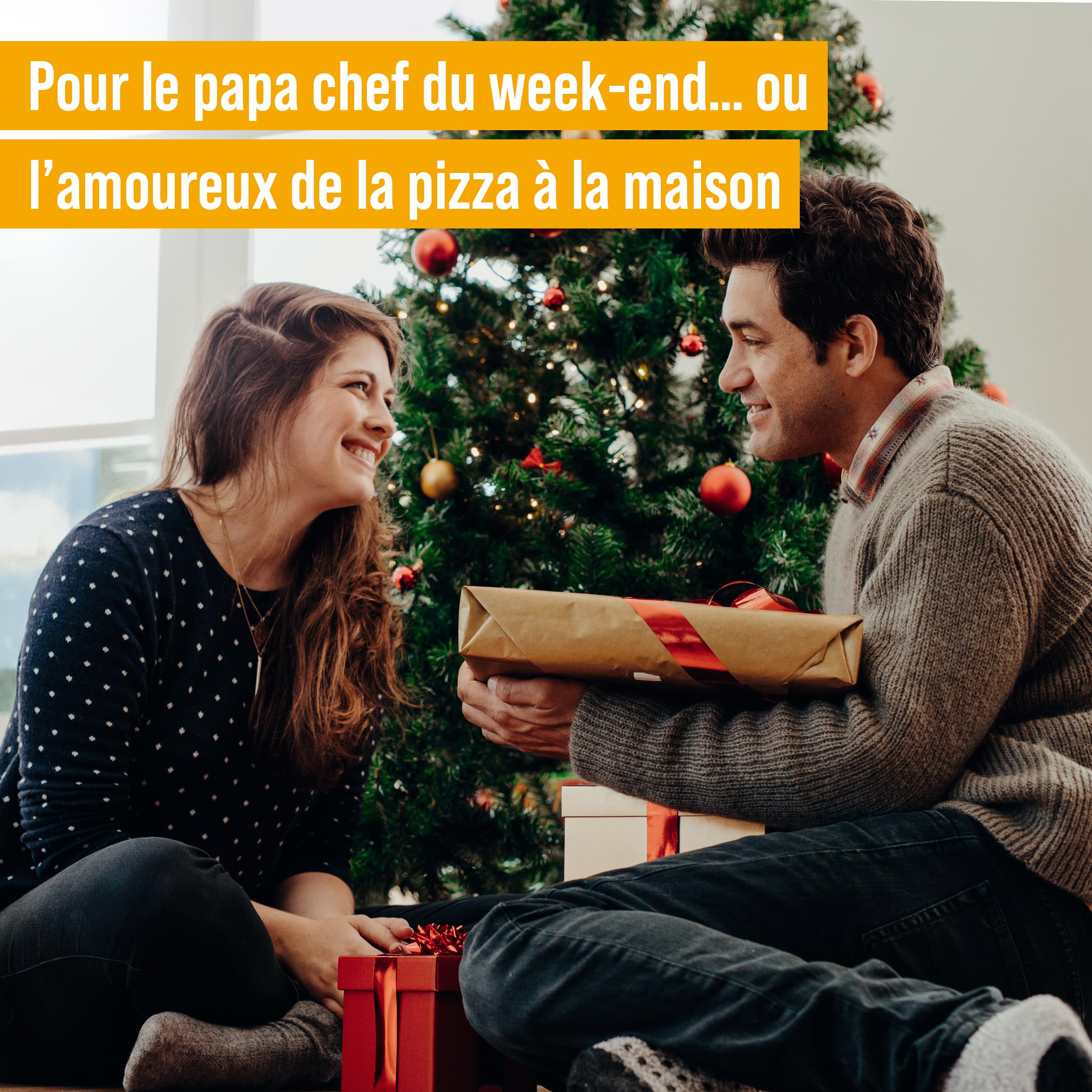 Chef Pomodoro Pierre à Pizza 40,6 x 40,6 cm (6,35 mm), Pierre Réfractaire Four, Pierres à Pizza, Cuisson, Pour Four, Acier, Avec Trous de Préhension, Idéal Pain et Pizza Maison