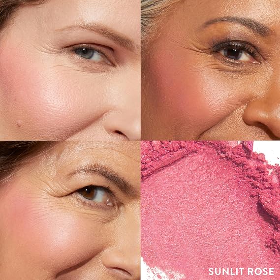 LAURA GELLER NEW YORK Baked Blush-n-Brighten for Mature Skin - 07 Sunlit Rose - Powder Blush Won't Settle into Fine Lines - Buildable Natural Finish Longlasting Formula - Made in Italy