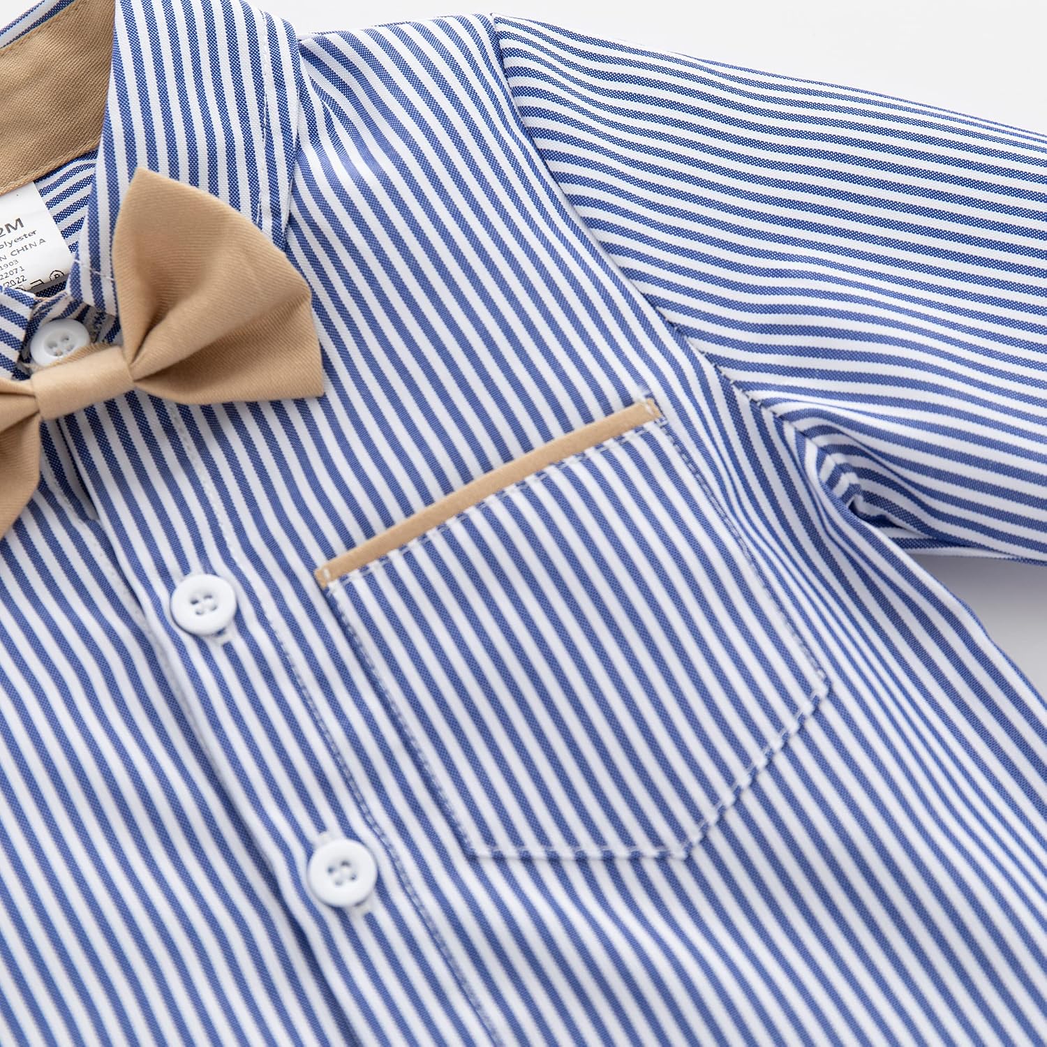 Boarnseorl Baby Toddler Boys Long Sleeves Button Down Shirt with Bow Tie