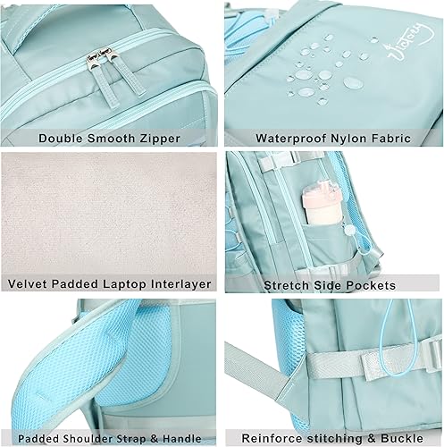 Miniatura 7 de Mochila de viaje para mujeres y hombres, mochilas para laptop de 17 pulgadas con puerto USB, bolsa de transporte aprobada por aerolíneas, bolsas