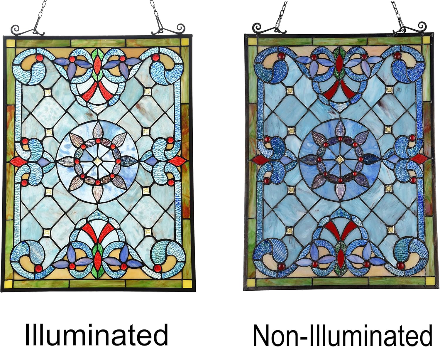 Chloe Lighting ANELISA Tiffany-Style Victorian Design Window Panel 18" x 25"