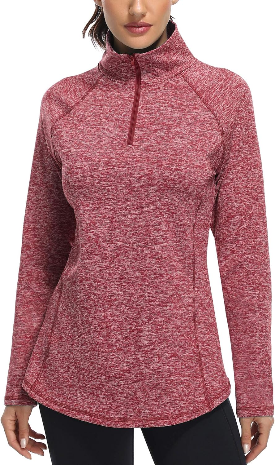 Miusey Womens Quarter Zip Running Pullover Jackets Long Sleeve Workout Tops (PRIME) - Image 4