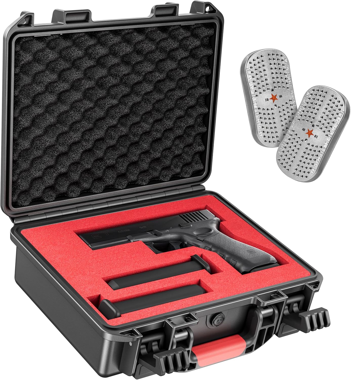 Tactical Hard Gun Case and Dehumidifier Silica Gel - DIY Waterproof Shockproof Foam Gun Case and Silica Gel Dehumidifier for Pistol Accessories, Moisture and Rust Resistant