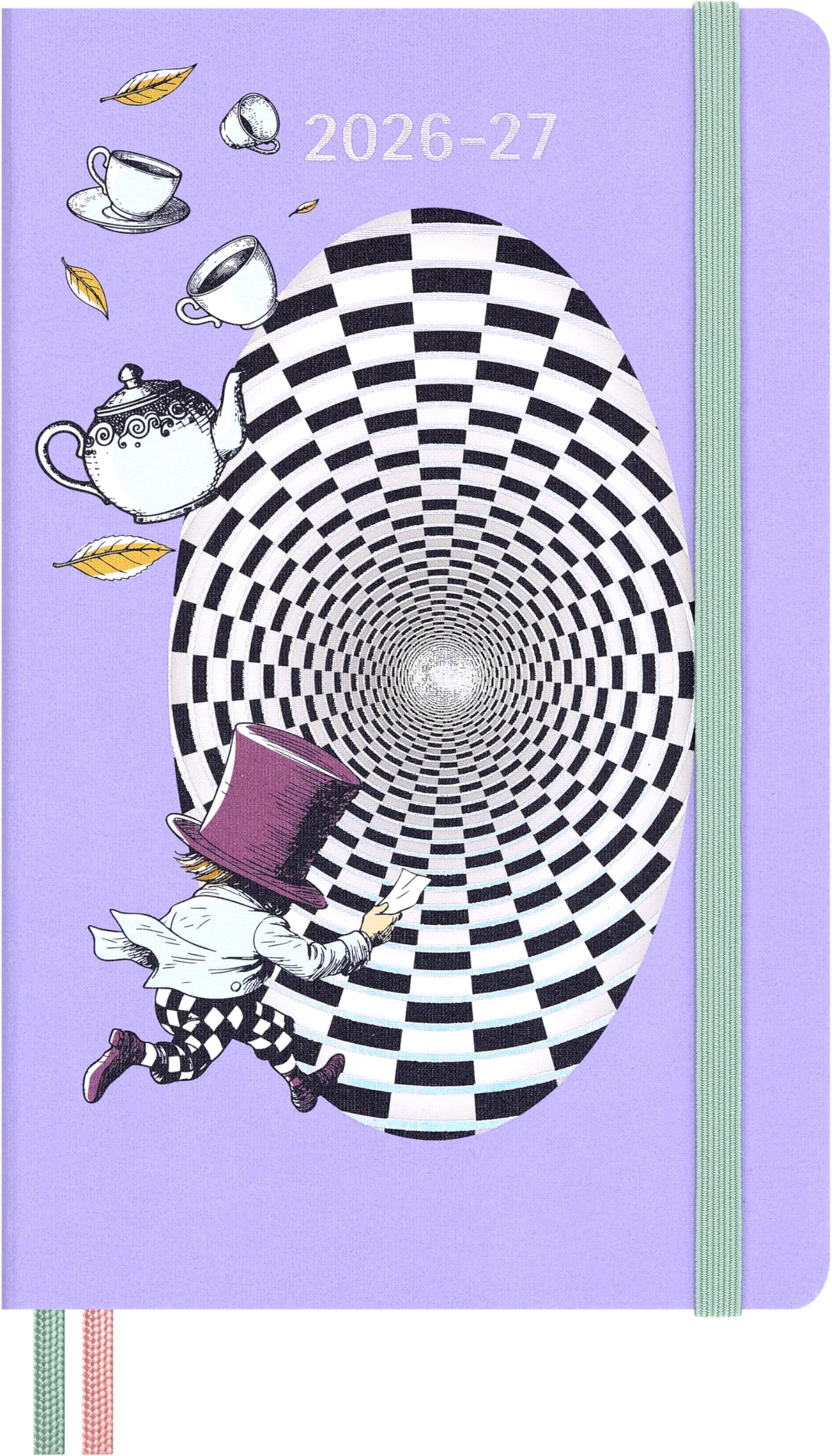 Moleskine Wochenkalender 18 Monate, 2026–2027 Alice im Wunderland, liniert, Hardcover mit Gummiband, Motiv Verrückter Hutmacher, Large 13 × 21 cm