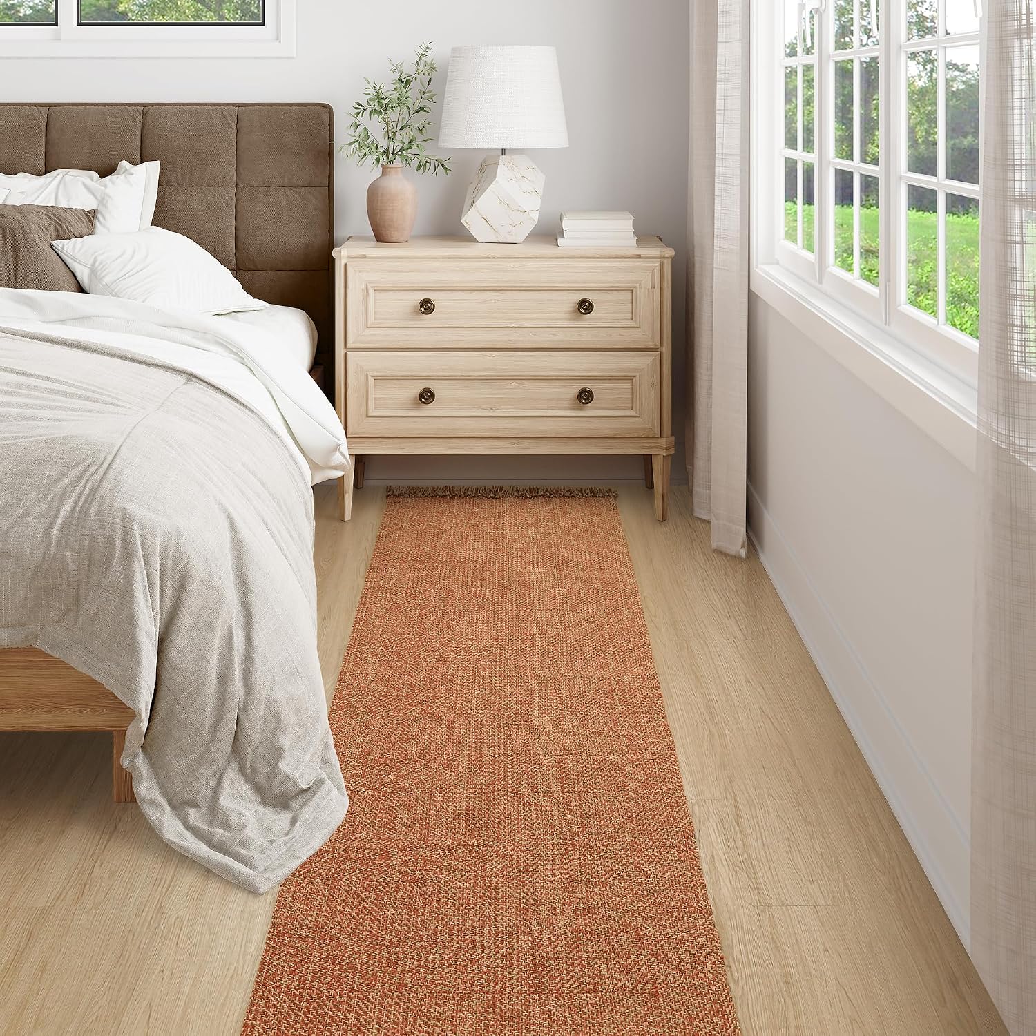 Collive Long Hallway Runner Rug 2.6' x 10', Washable Runner Indoor Entryway Rug, Terracotta Braided Woven Kitchen Runner Rugs Low-Profile Front Door Floor Carpet for Laundry Room Bedroom Terracotta 2.6' X 10'