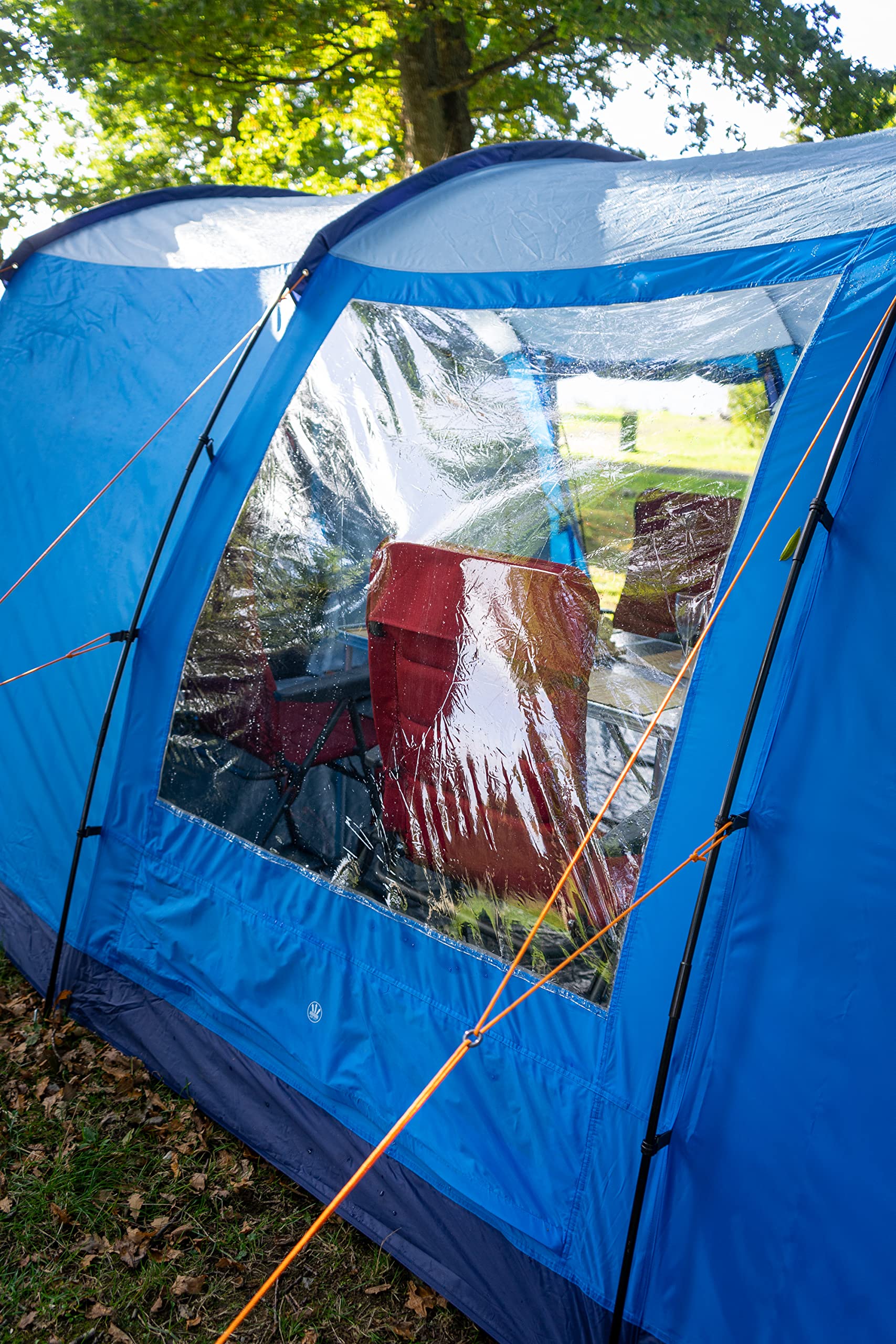 Vango Farnham 500 namiot tunelowy, ekskluzywny dla 5 osób, rodzinny namiot kempingowy z dołączoną werandą słoneczną i wszytą podkładką dla 5 osób, niebieski