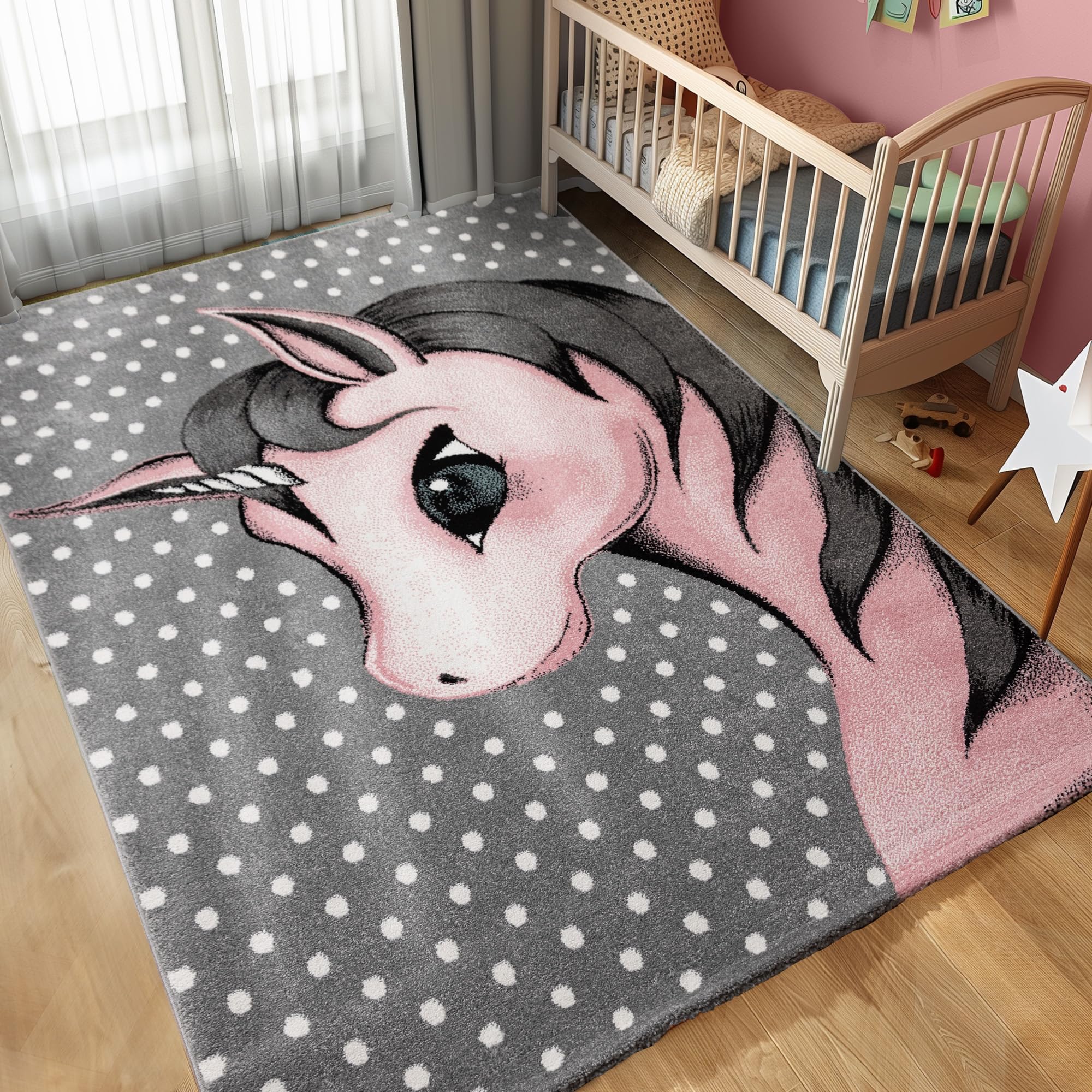 Carpettex Teppich Alfombra Infantil con diseño de Unicornio Adorable para la habitación de bebé, fácil de cuidar para la habitación Infantil, Tamano:80x150 cm
