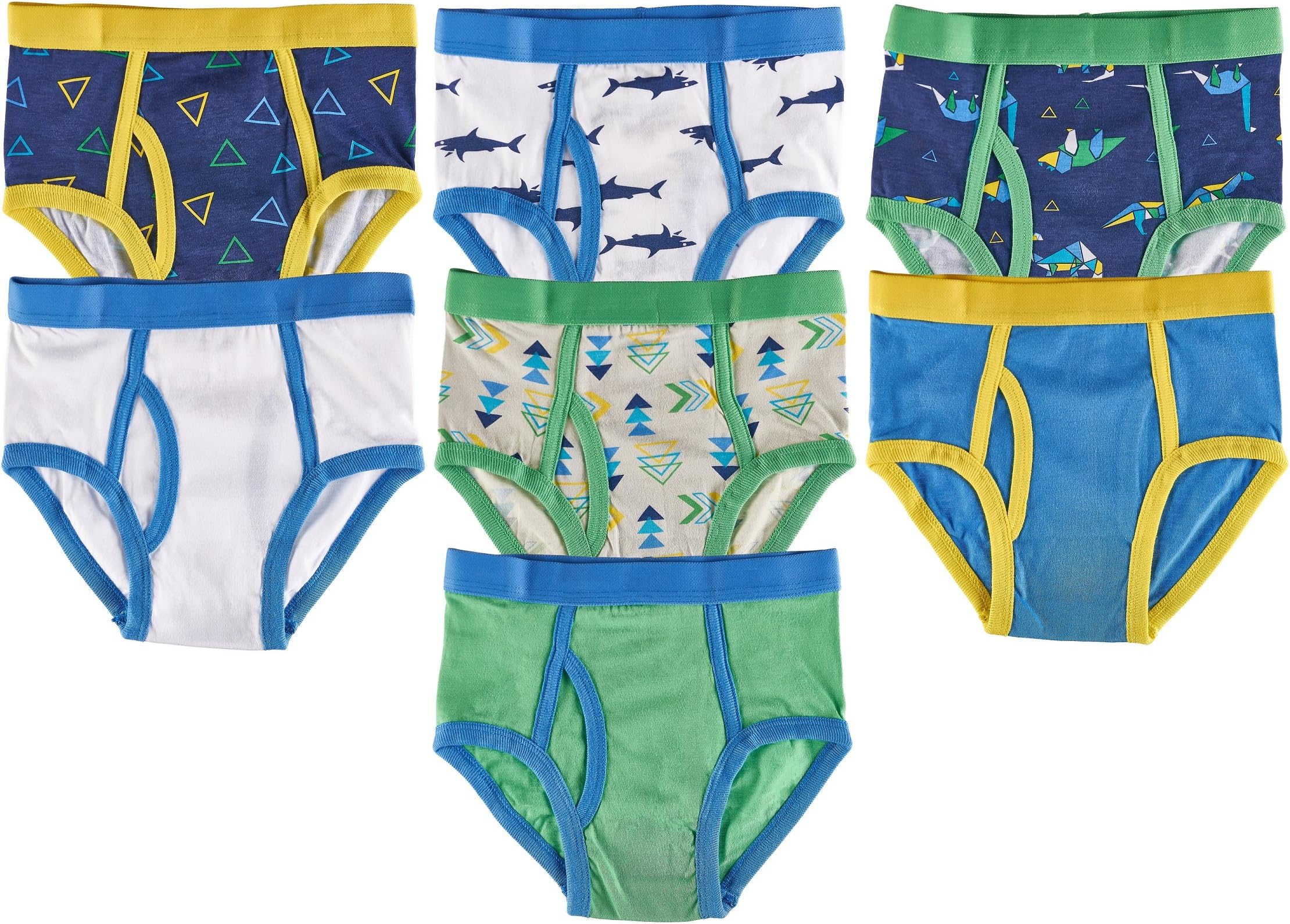7-Pack Boys Shark & Dino Briefs,Multi, X-Small / 2-4