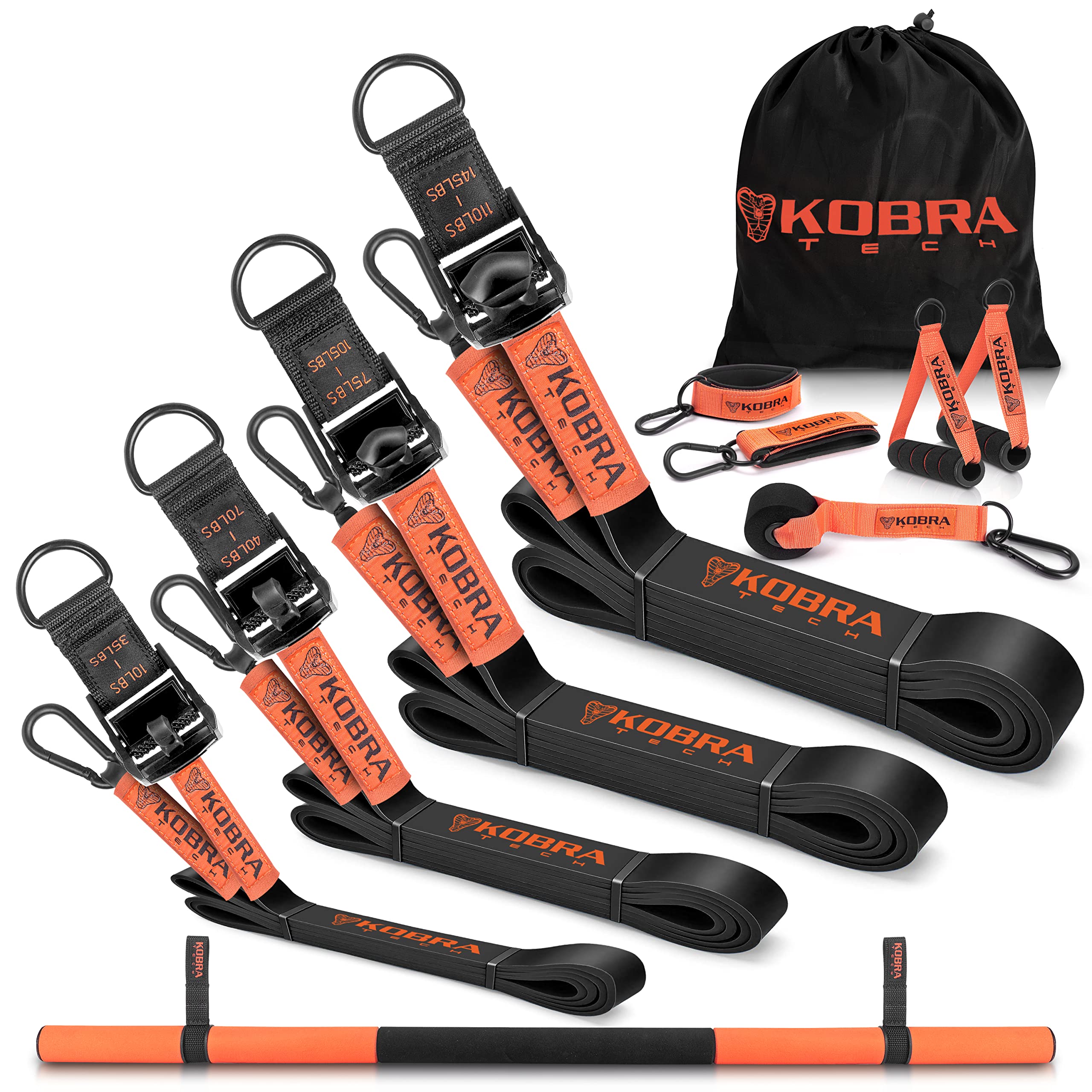 The Ultimate Premium Exercise Bands Adjustable Set of 4 Heavy Resistance Bands for Working Out