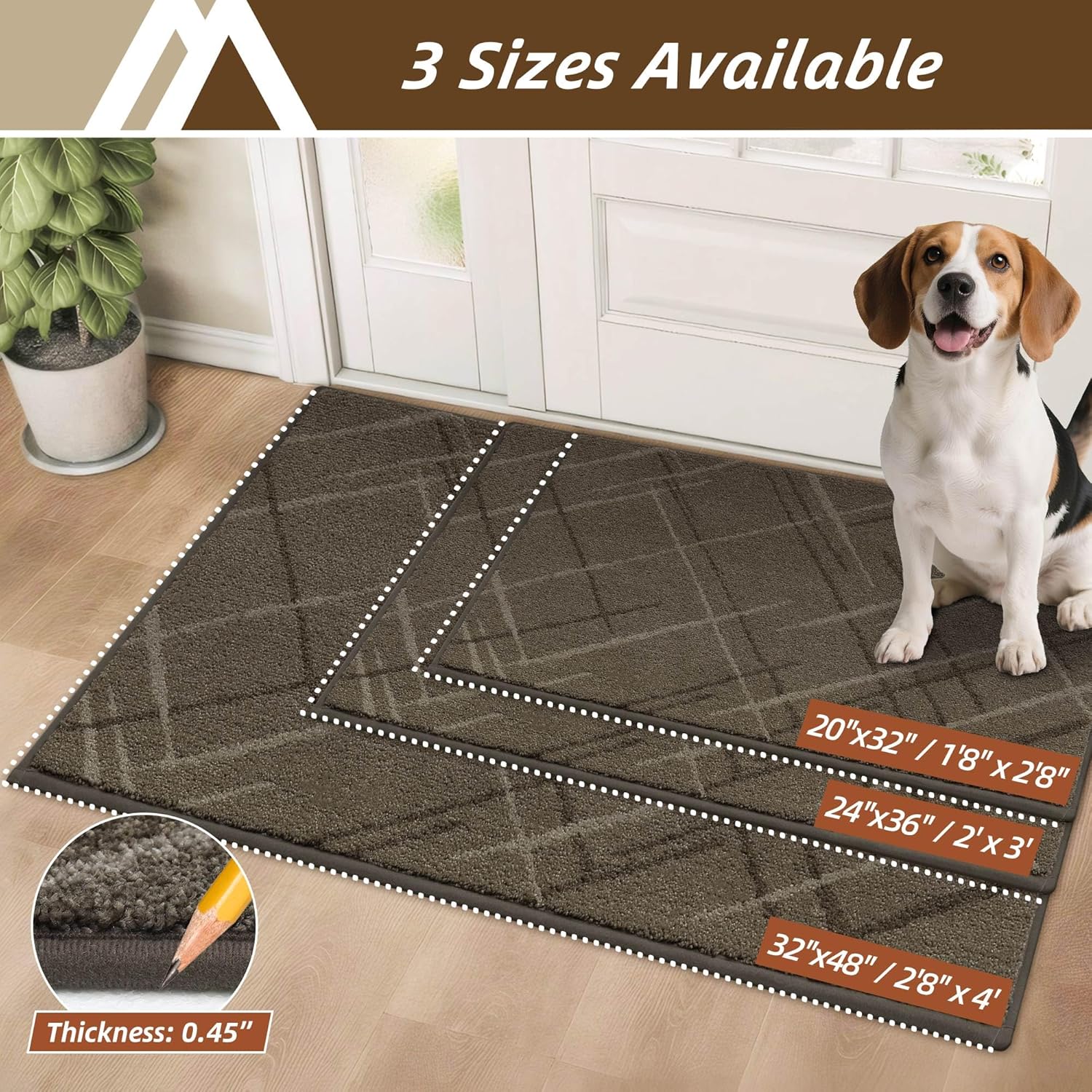 COSY HOMEER Front Door Mat Low Profile Non-Slip Doormat for Entryway, Absorbent Dirt Trapper Washable Entrance Mat, Sturdy Polyester Doormats (48"x32", Brown) - Image 5