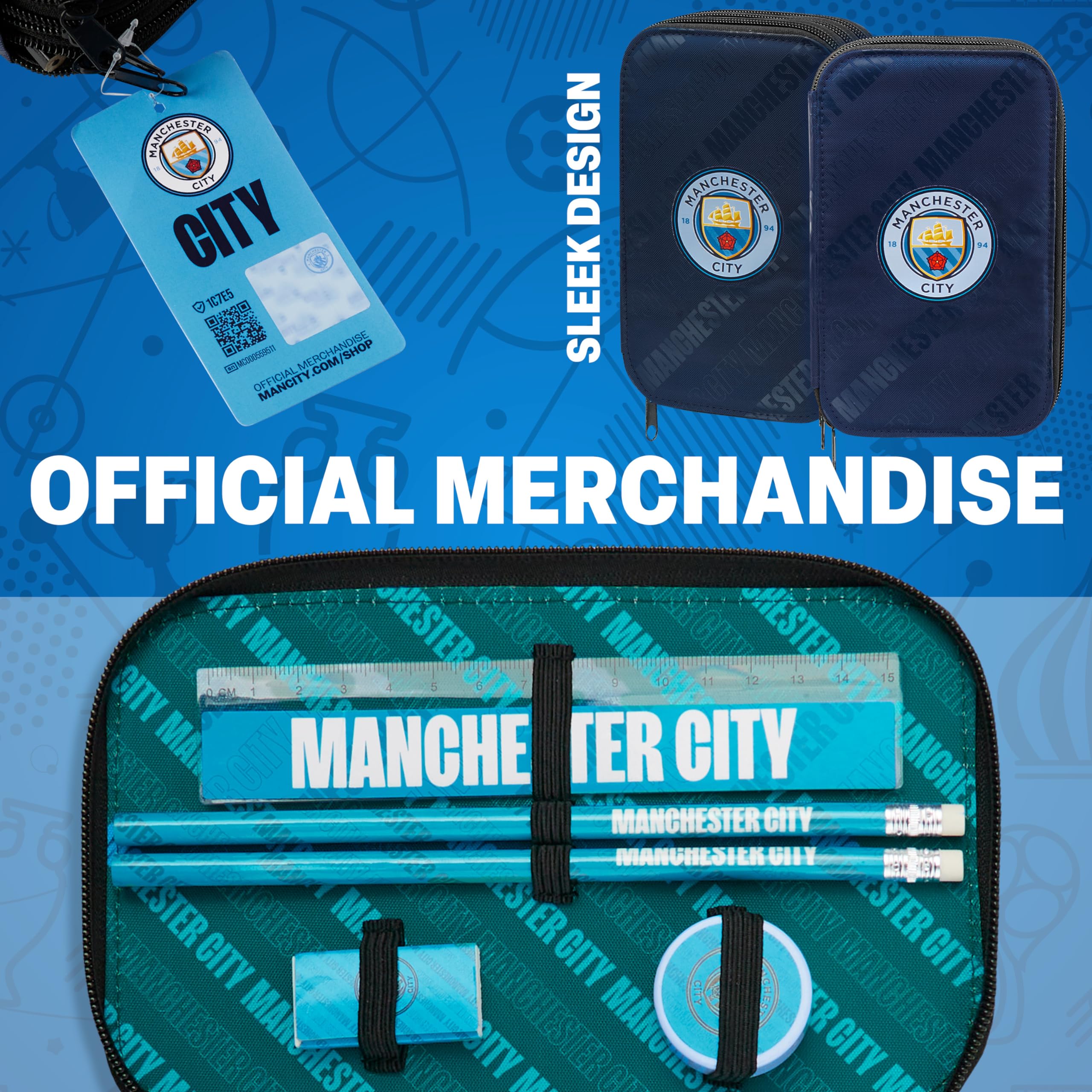 MANCHESTER CITY F.C. Filled Pencil Case Colouring Stationery Set School Supplies, Navy - Image 4