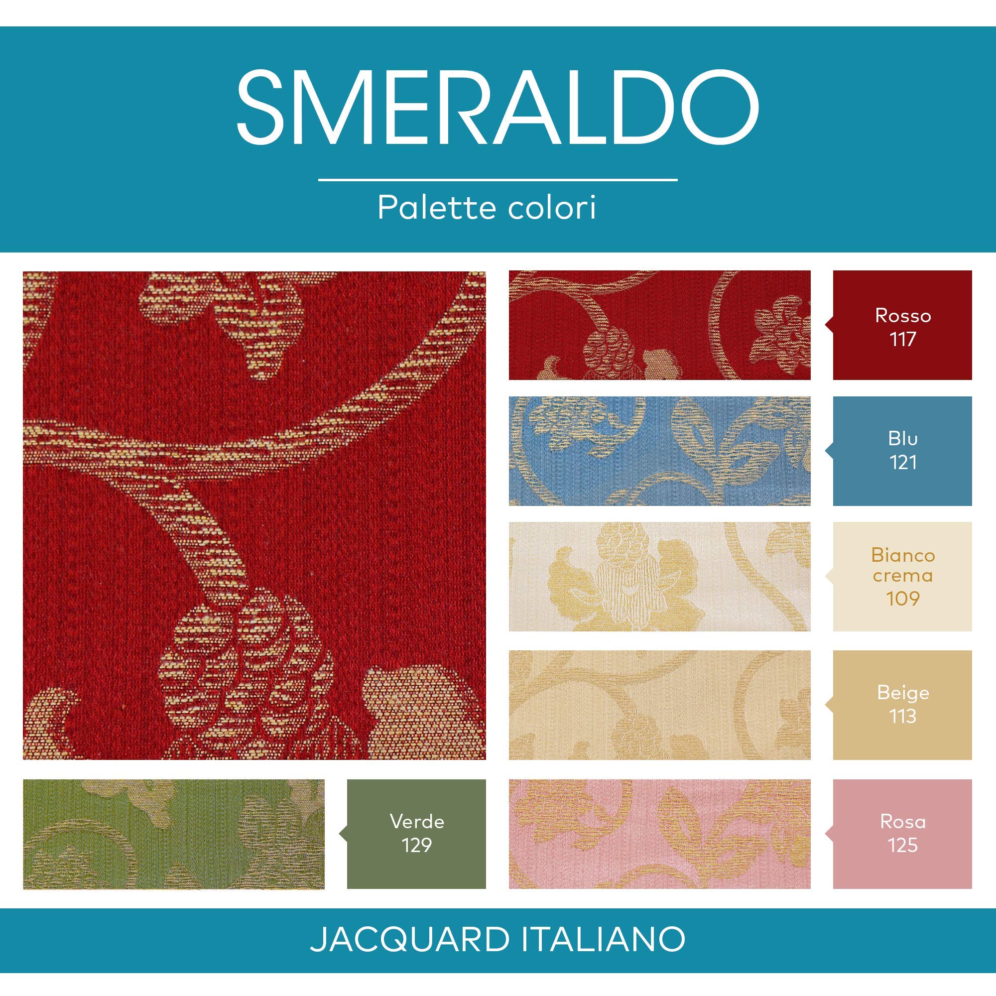 DESHOME Smeraldo H 280 cm - Tissu au metre ameublement Jacquard Italien pour canapé, fauteuils, rideaux, coussins, chaises, couvre-lit (Rouge - 116, 1 mètre)