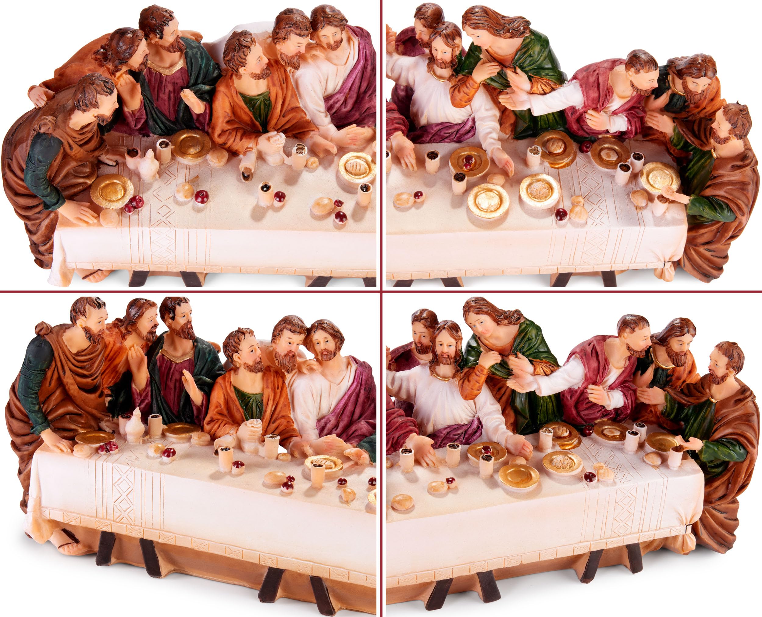 BRUBAKER Das letzte Abendmahl - Jesus und Seine 12 Jünger am Tisch - 36 cm Weihnachtsfigur mit handbemalten Figuren aus Polyresin - Abendmahlszene Weihnachtsdekoration - Tischdekoration