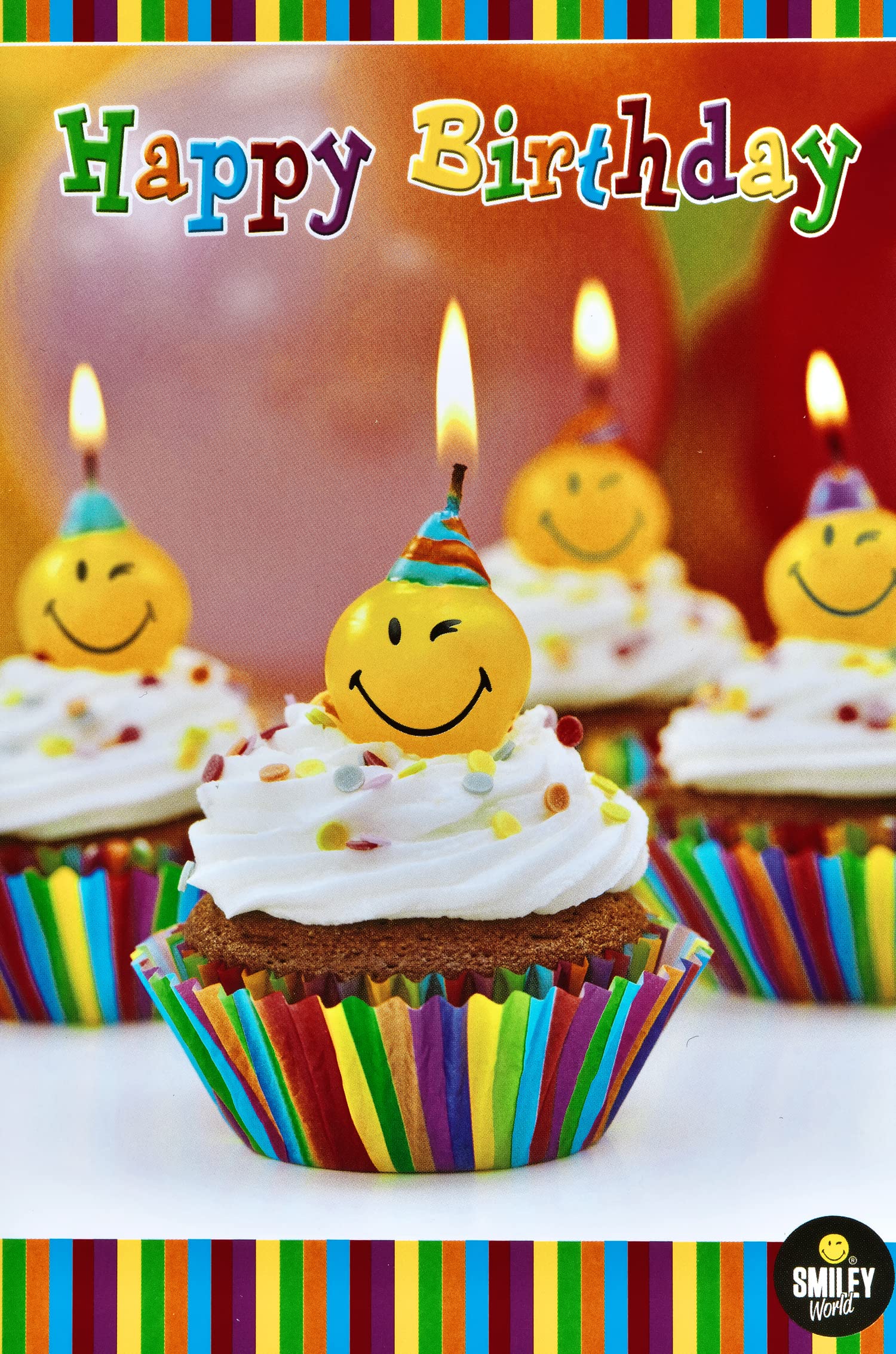 bsb Happy Birthday Greeting Card Smileys on Muffins