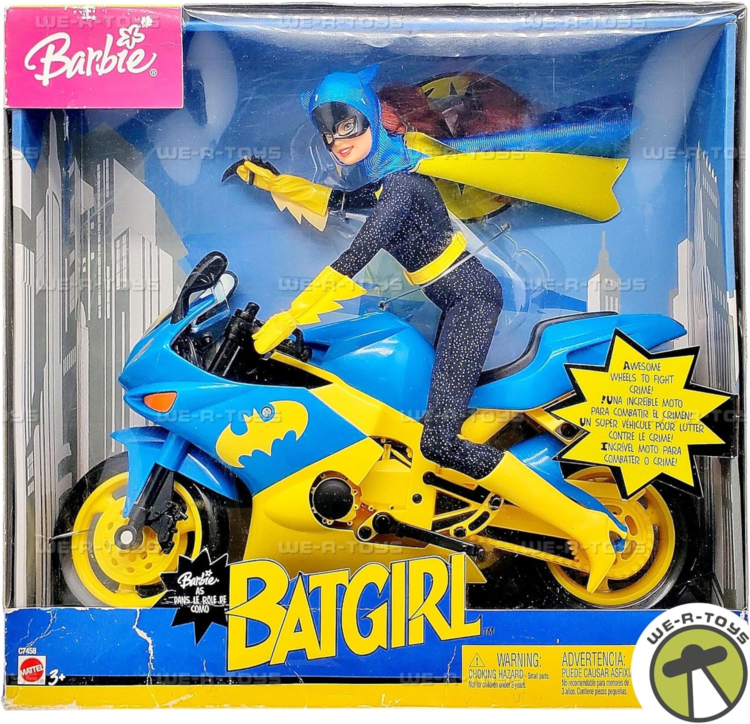 Barbie Year 2003 Super Hero 12 Inch Doll Set - Barbie as Batgirl with Batgirl's Motorcycle and Batarang