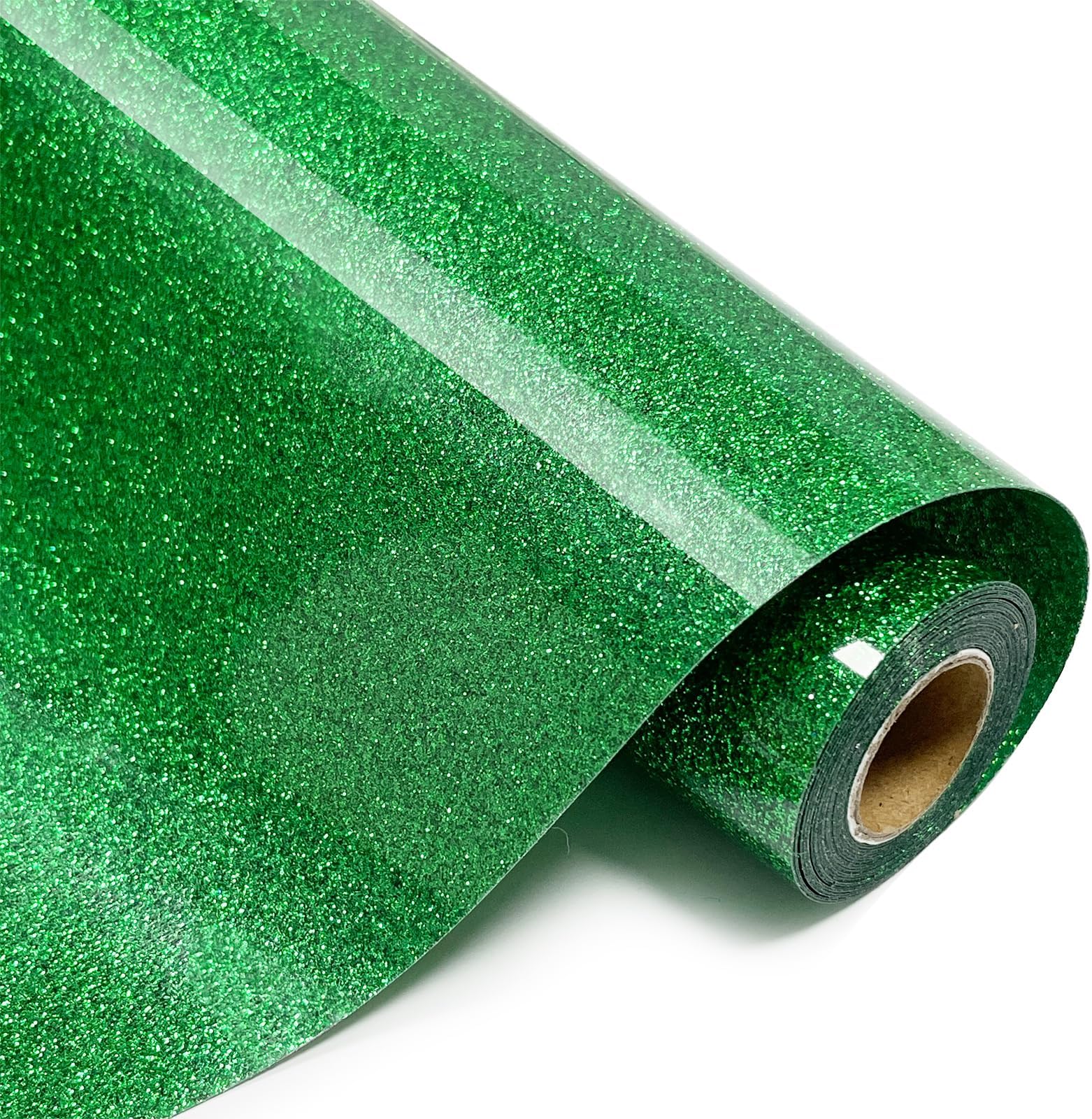 Glitter HTV Heat Transfer Vinyl Rolls- 10" x 8ft. Glitter HTV for Shirts. Iron on Vinyl and Heat Transfer Vinyl for All Cutters Machines. Easy to Cut & Weed Heat Vinyl Designs (Grass Green)