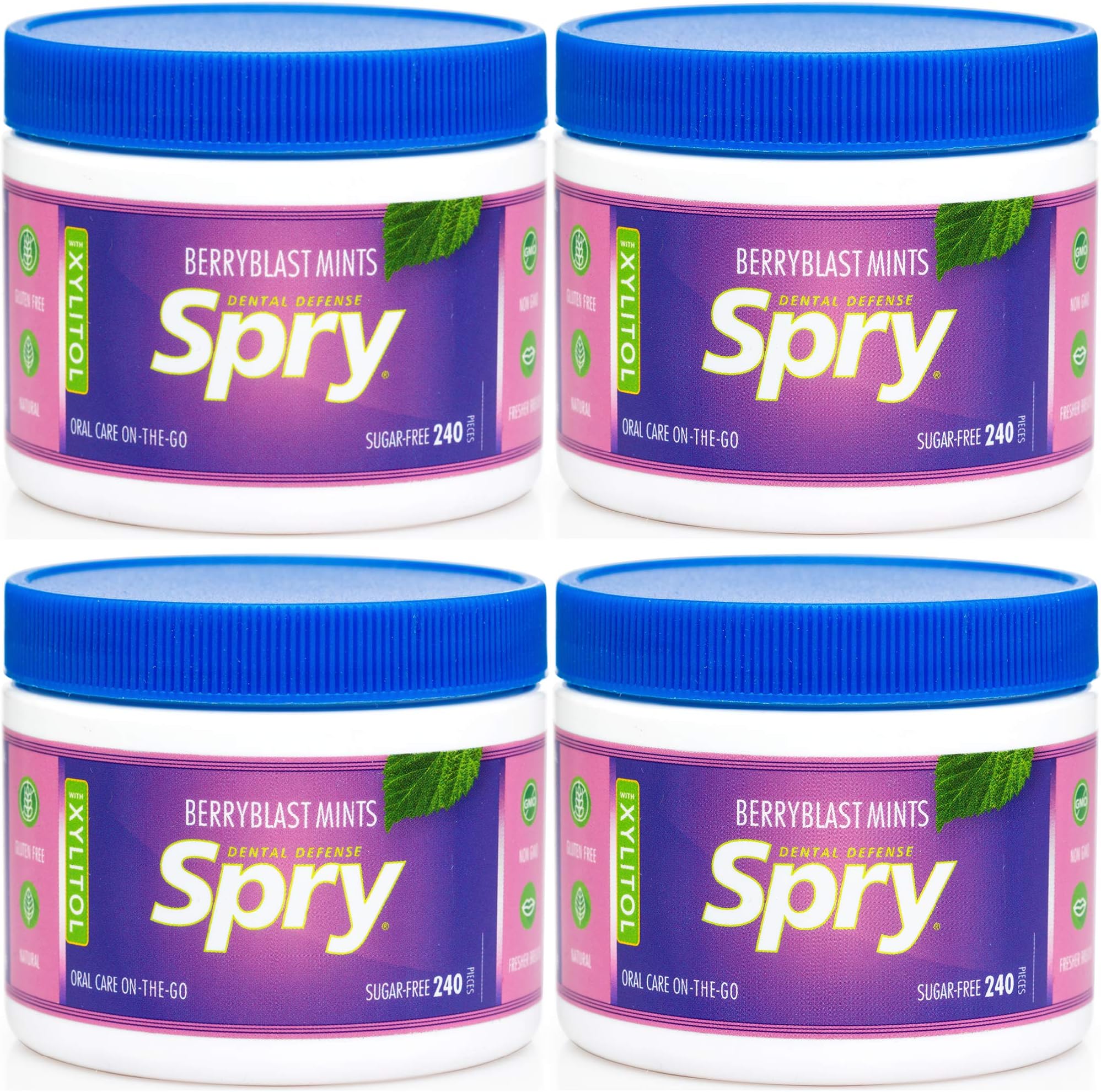 - Xylitol Berry Blast Mints Sugar Free Candy - Promote Oral Health, Increase Saliva Production, Stop Bad Breath, Non-GMO, Gluten-Free, 240 Count (Pack of 4)