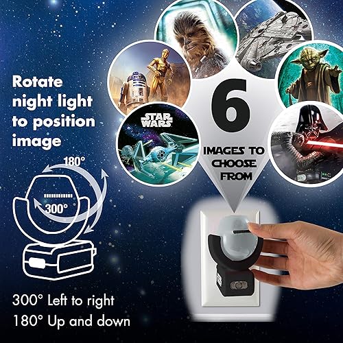 Vista 5 de Projectables Star Wars LED Night Light Projector, Galaxy Projector, Plug-in, Dusk-to-Dawn,Mood Lighting, for Kids, Adults, Collectors, Game Room