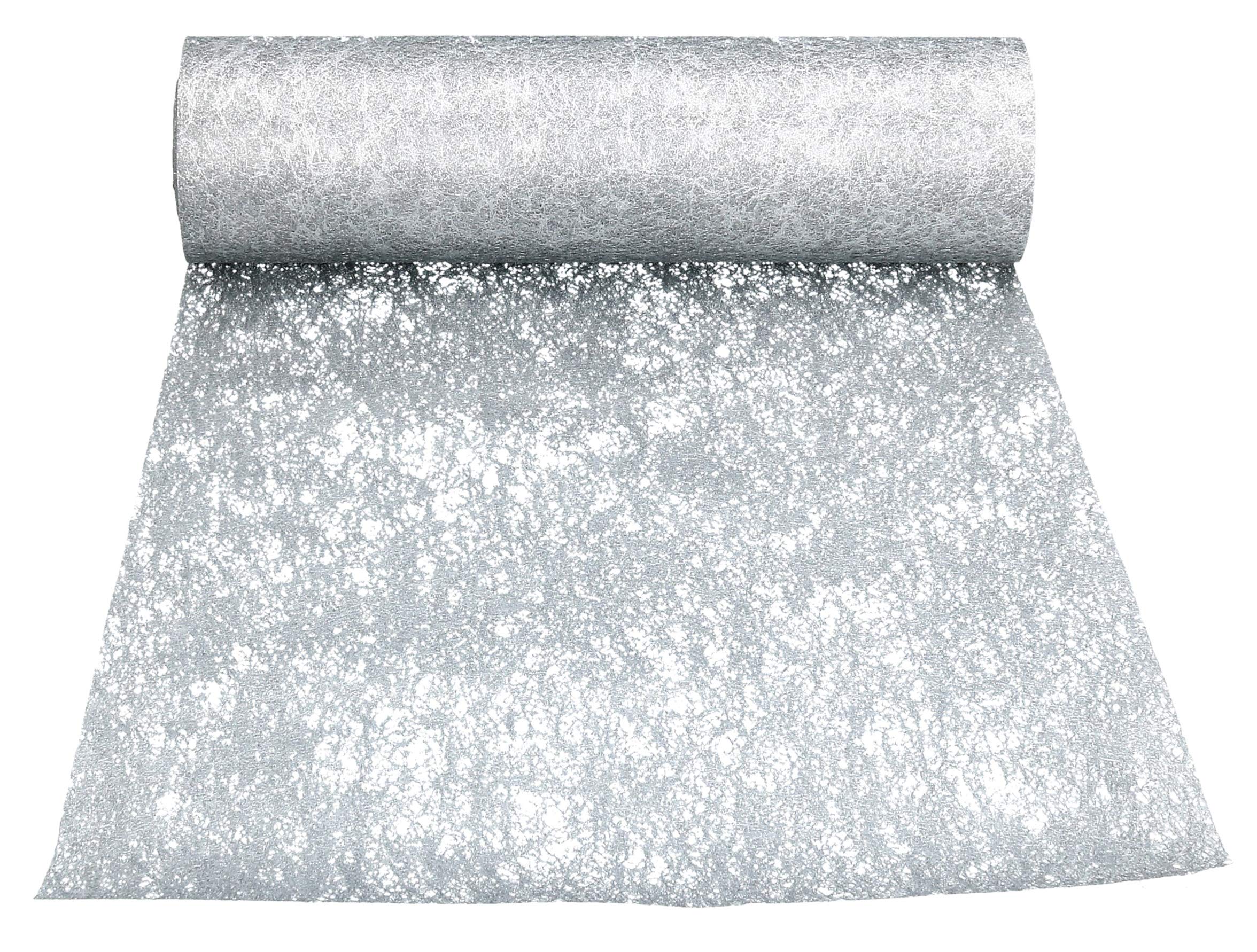 AmaCasa Tischläufer Silber (30 cm x 25 m) – Hochwertiges Vliesband für stilvolle Tischdekoration bei Hochzeiten, Geburtstagen & besonderen Anlässen