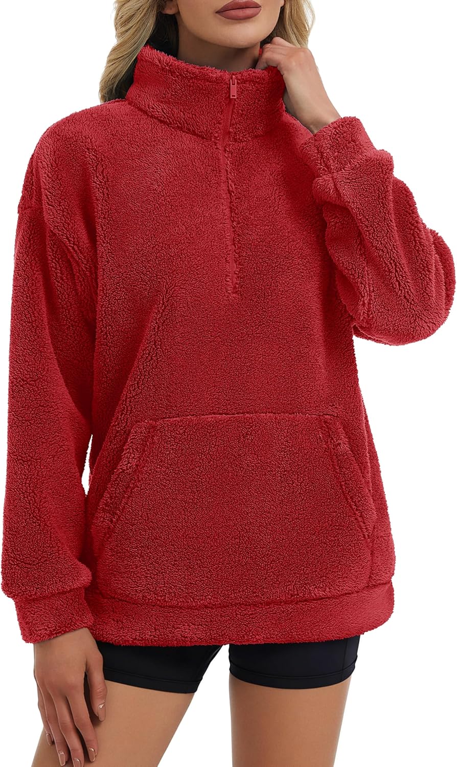 YUCOLEN Fleece Pullover Women Long Sleeve Fuzzy Half Zip Sweatshirt with Pockets Warm Winter Spring Jacket 2026 Trendy - Image 4
