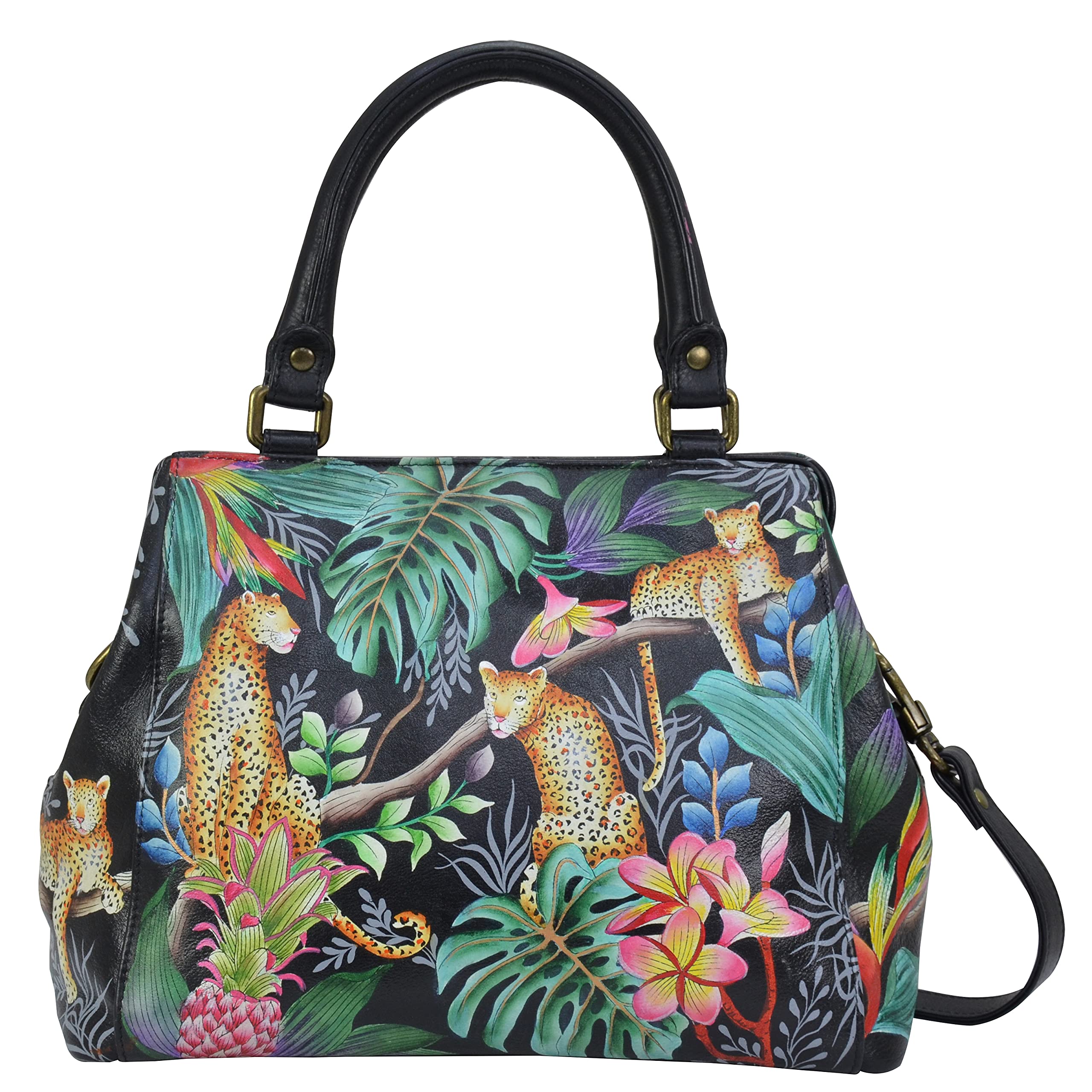 Anuschka Women’s Leather Satchel – Hand-Painted Genuine Leather Handbag with Detachable Strap for Everyday Use - 690, Satchel