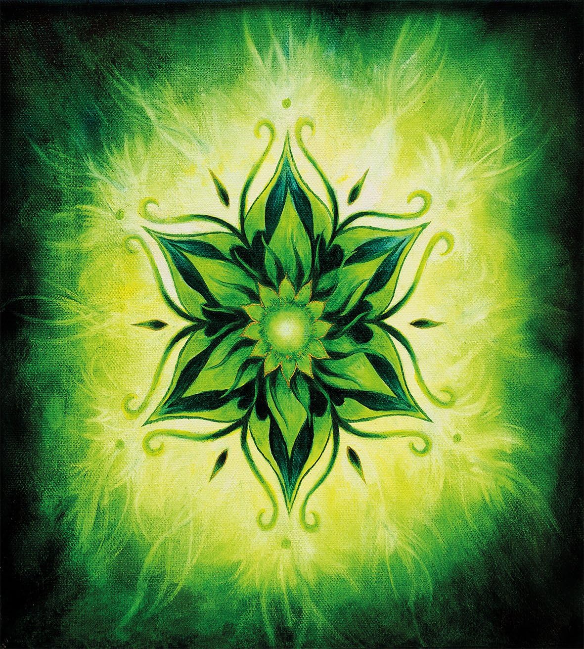 Ambesonne Lotus Duvet Cover Set, Psychedelic Floral Mandala Digital Image, Decorative 2 Piece Bedding Set with 1 Pillow Sham, Twin Size, Emerald Lime Green Twin Emerald Lime Green