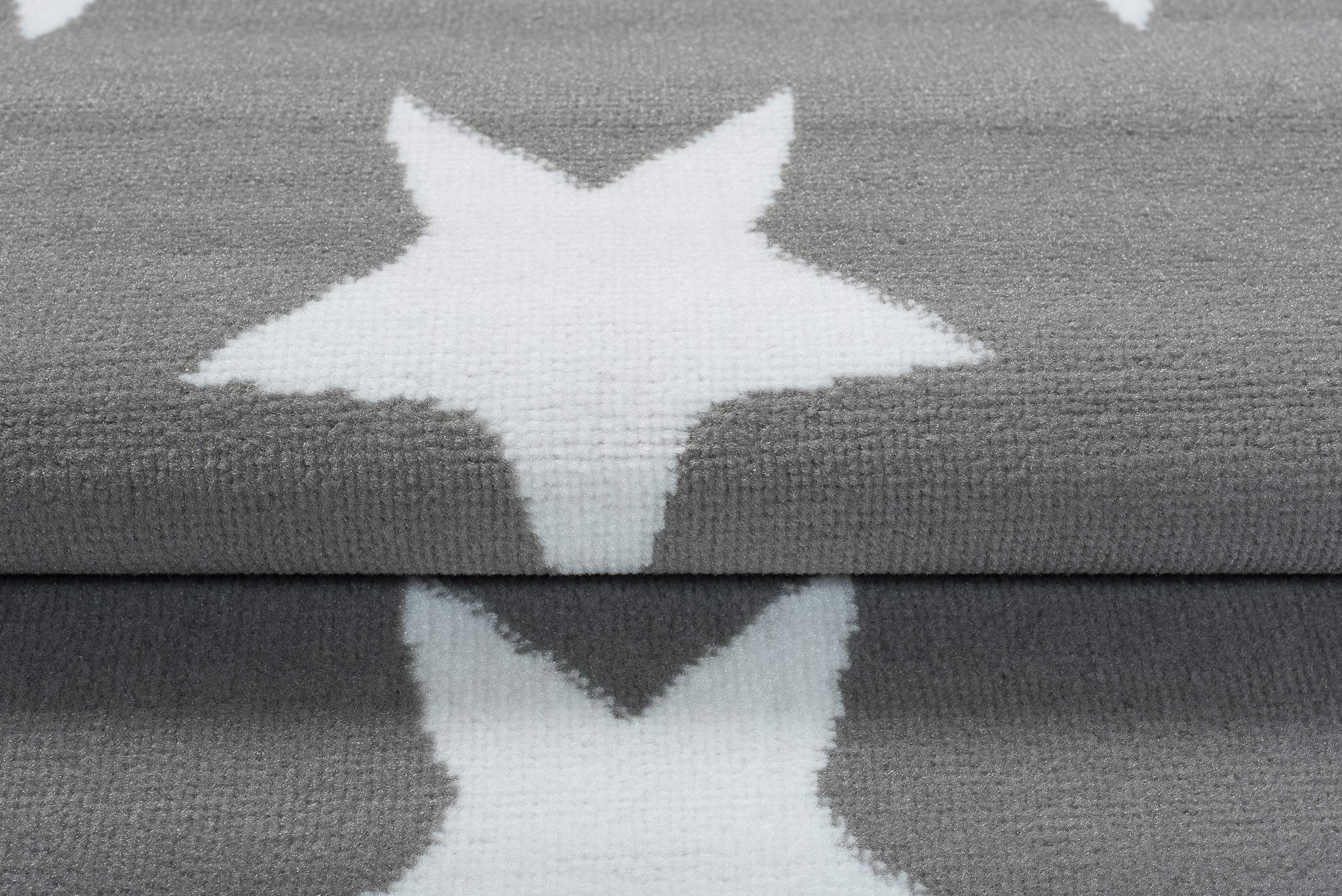 Tapiso Luxury dywan z krótkim włosiem, szary, biały, nowoczesny, geometryczny wzór, gwiazdy, do salonu, pokoju młodzieżowego, pokoju dziecięcego, Ökotex 250 x 300 cm