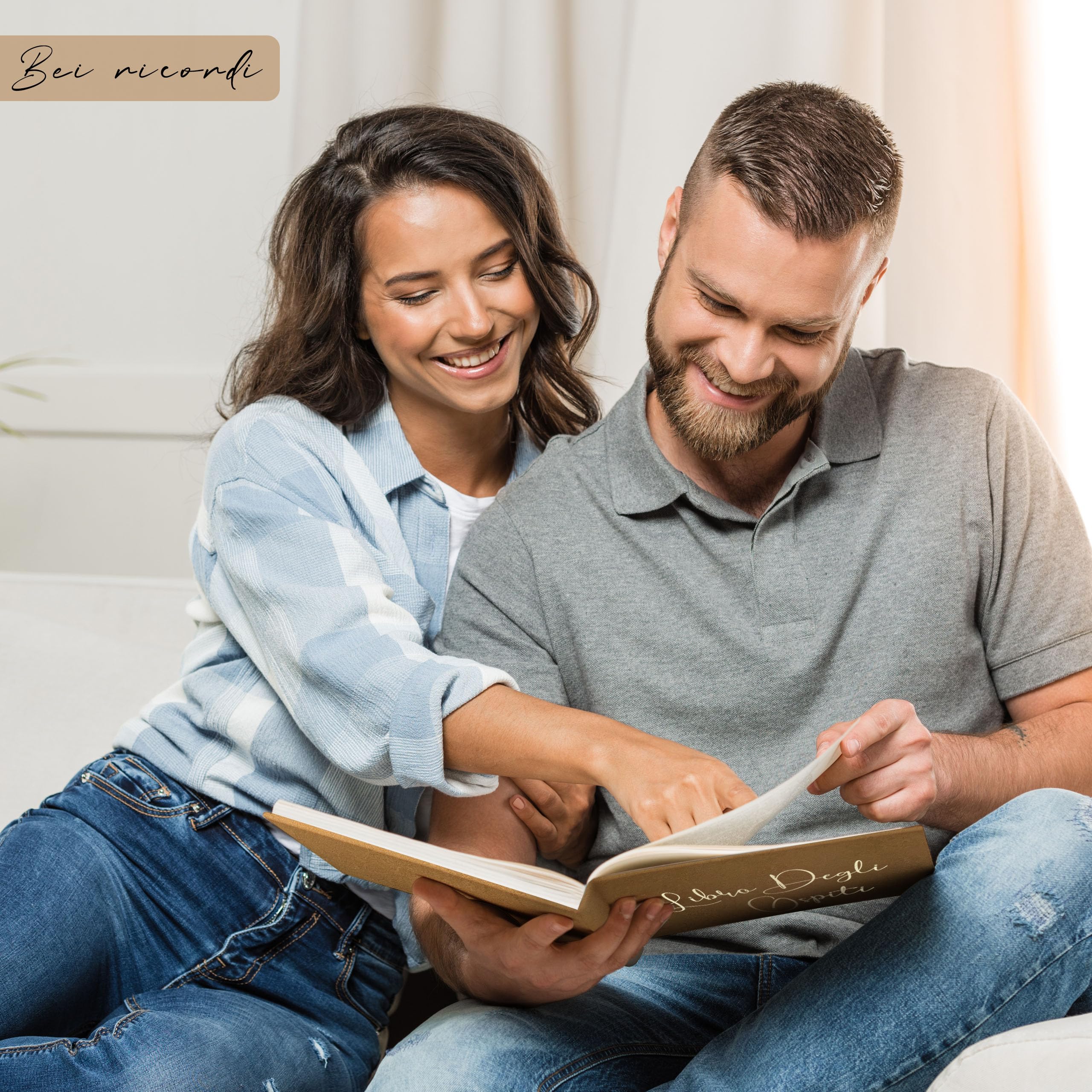 Libro degli Ospiti Vintage per Matrimonio - 21x21 cm, 72 Pagine - per Anniversari e Battesimi