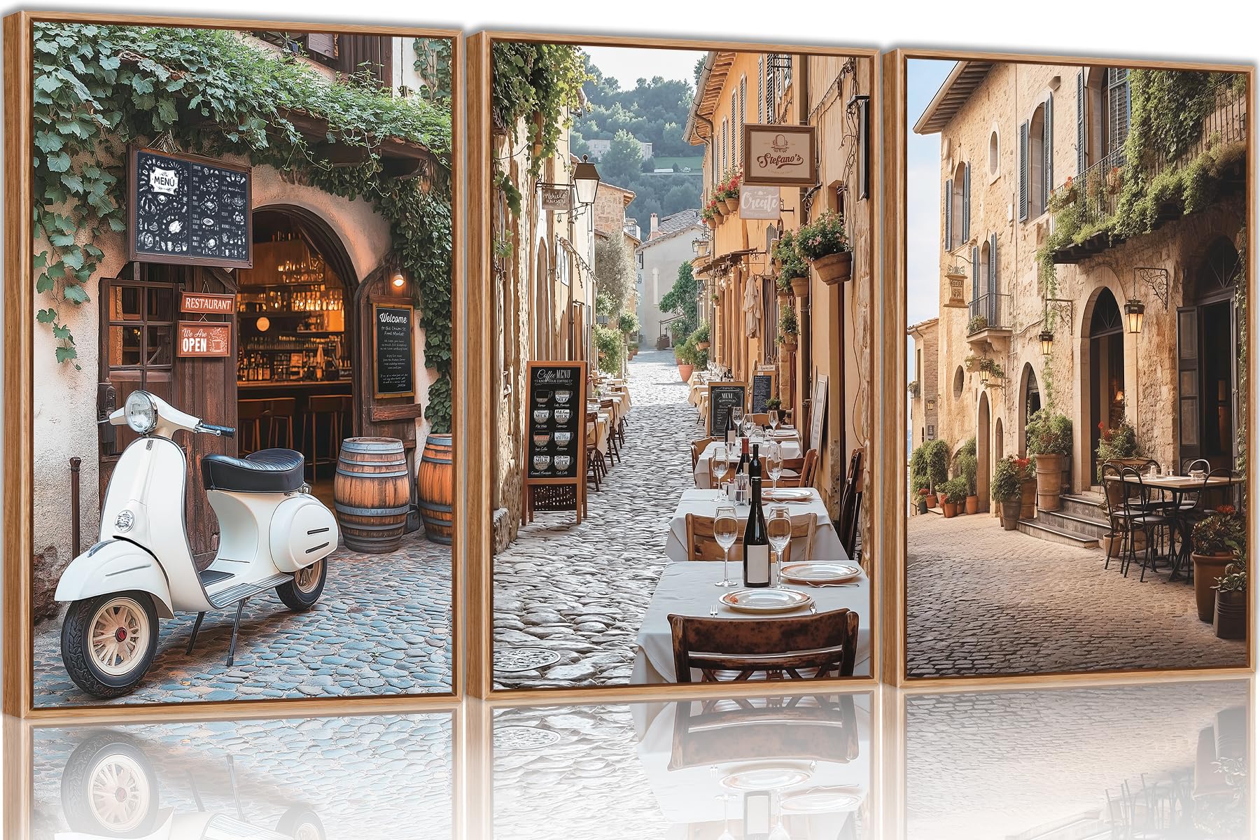 Amazon.com: SIKERIC Vintage Italy City Landscape Wall Art Set of 3